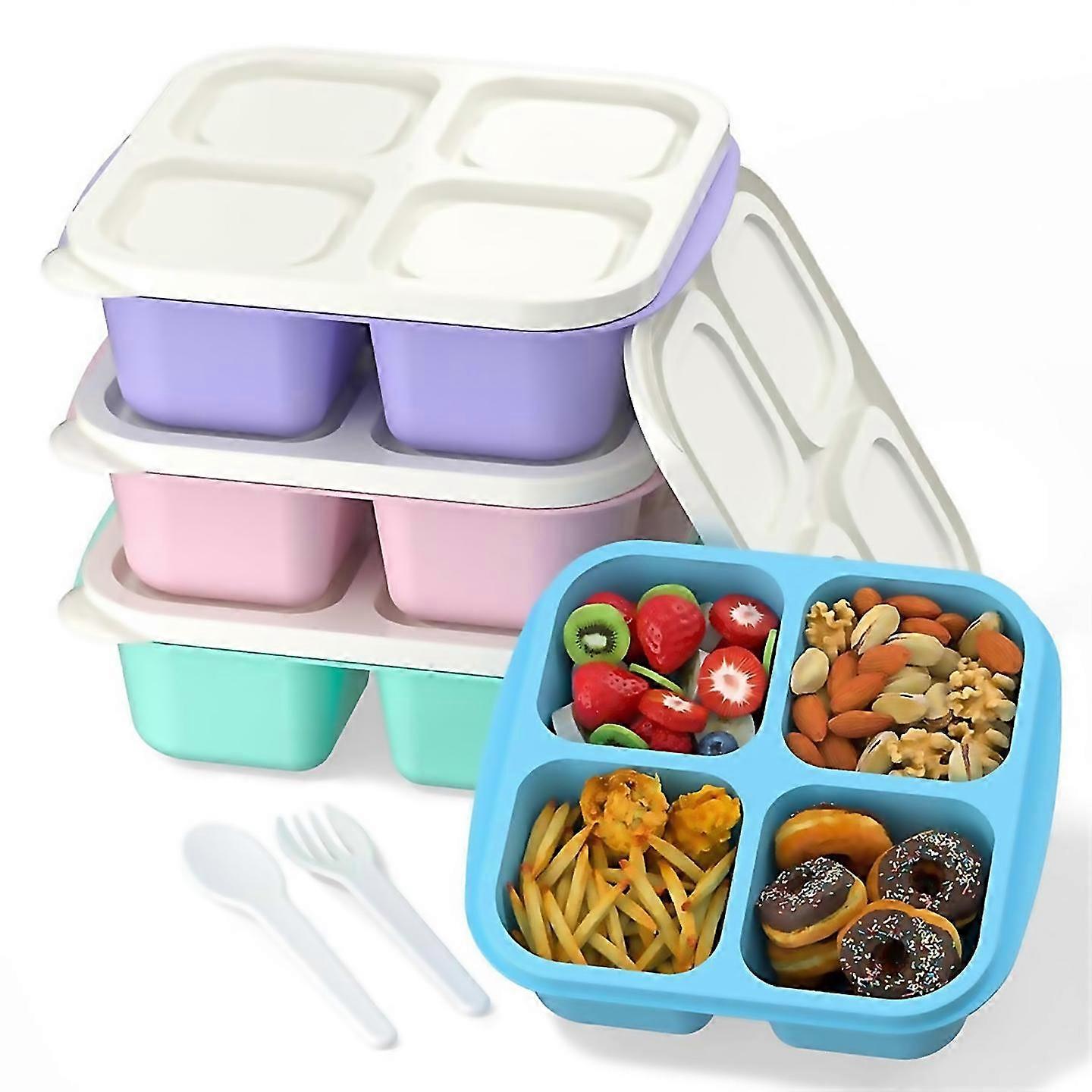 For meal prep containers 4 pack 4compartments bento lunch box