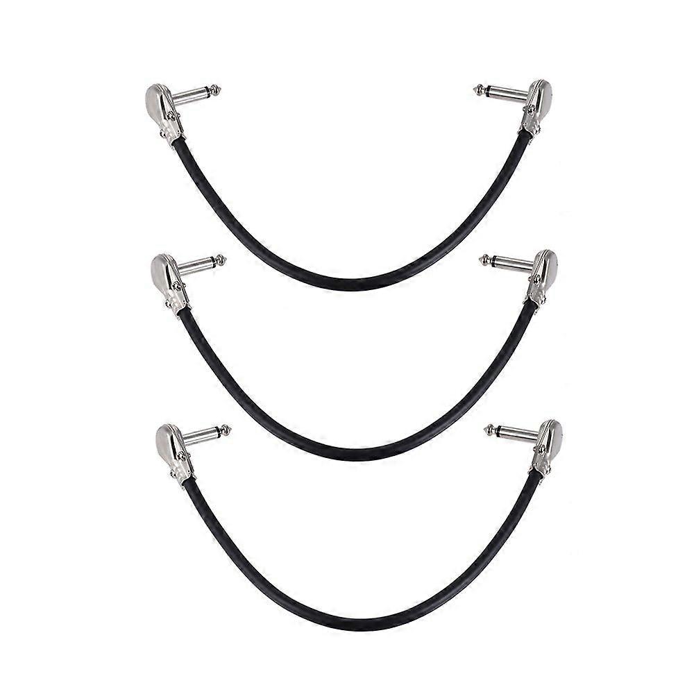 Guitar Patch Cable 6pcs 1/4 Inch Black PVC 30cm Right Angle Plug (3 Pack)