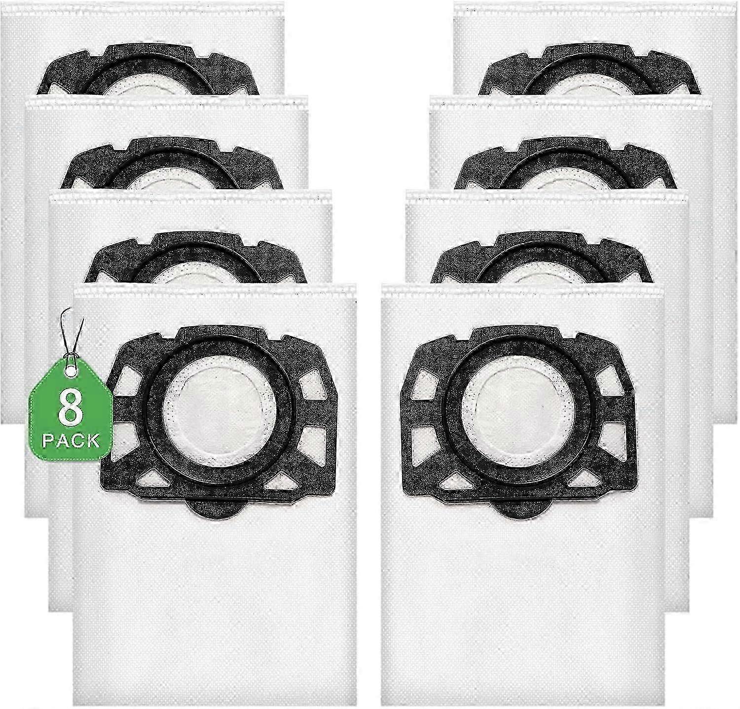 Pacote com 8 sacos de aspirador de pó KFI 357 compatíveis com bateria Krcher WD 2 Plus, WD 3, WD 3, KWD 1, KWD