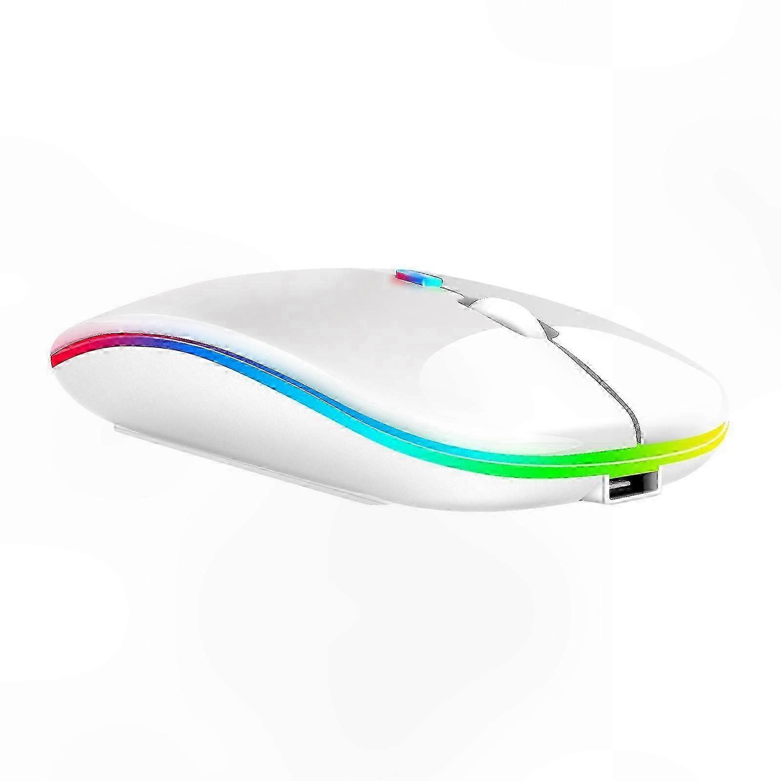 Wireless Mouse with RGB Lighting, USB Rechargeable, 2.4GHz, 1600 DPI for Laptop, PC, and Gaming Use