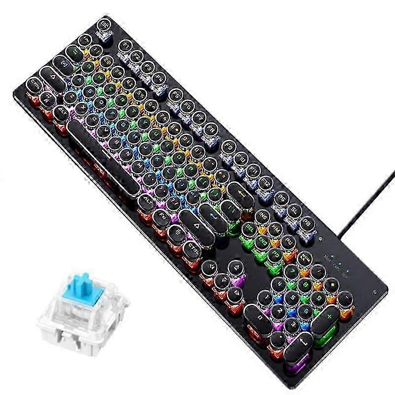 Wired 104 Keys Keyboard Mechanical Gaming Keyboard LED Backlit Round Keycap