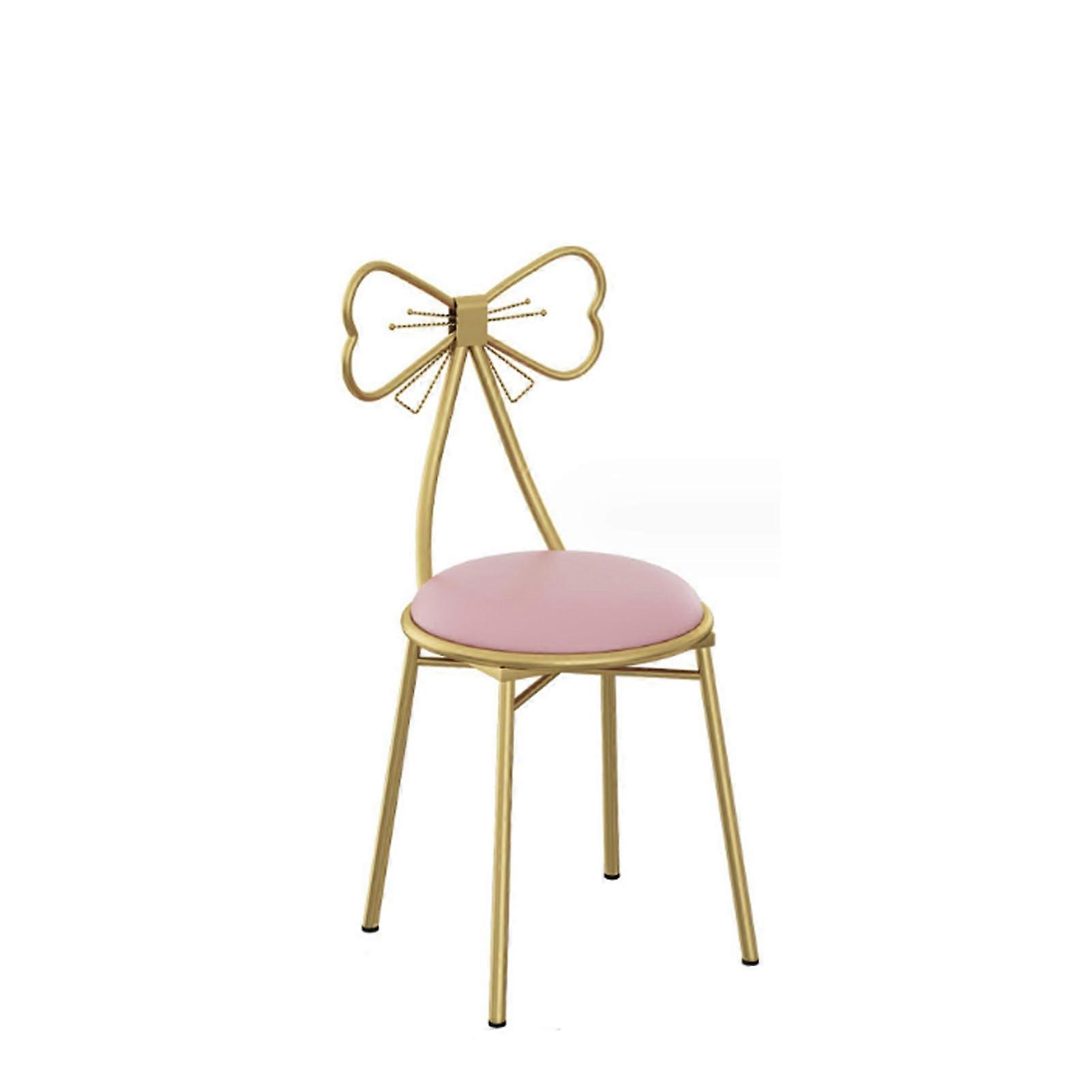Makeup Chair Pink Butterfly Bow Tie Vanity Stool For Bedroom And Living Room, Dressing Table Seat, Comfortable Stool