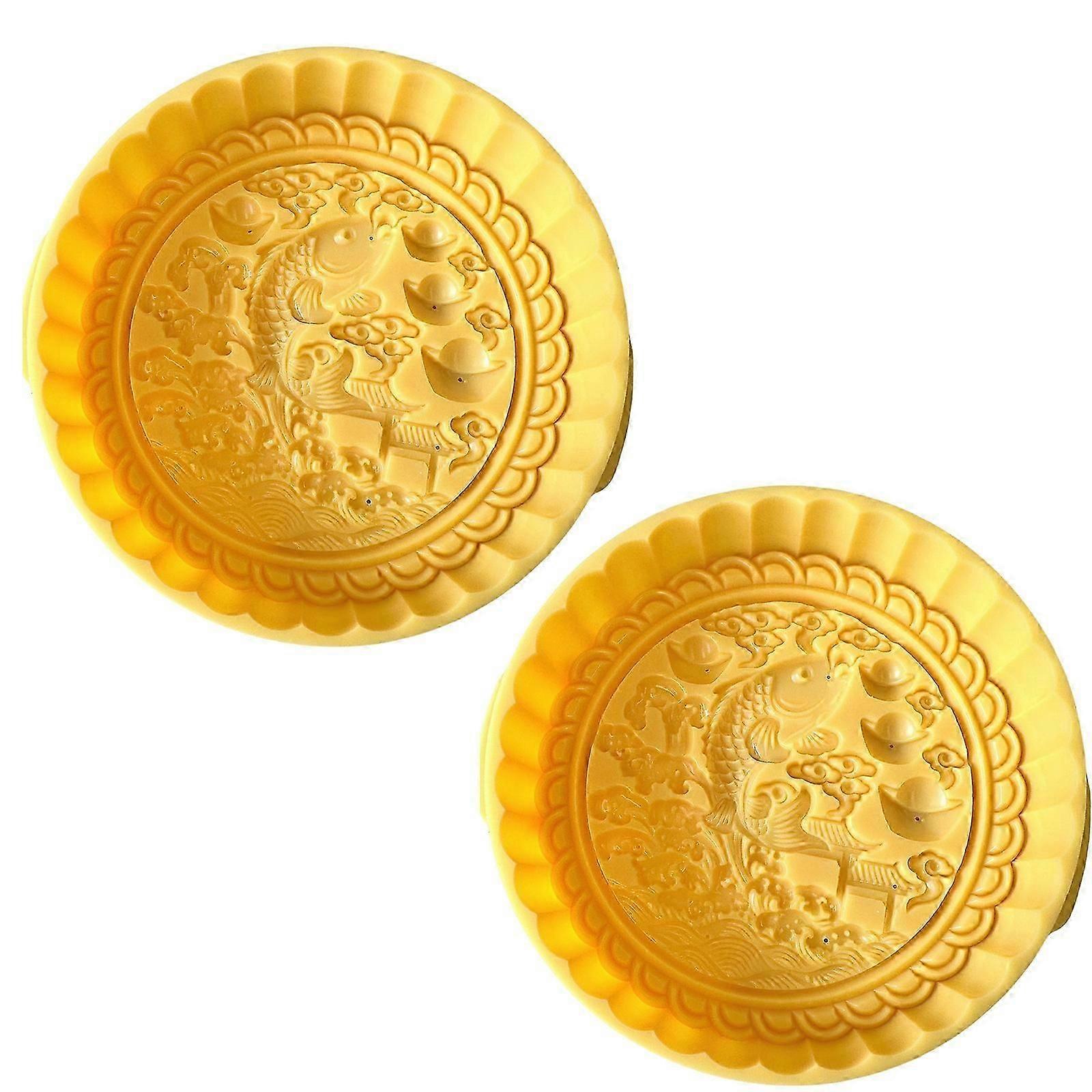 2Pcs Hand Press Pastry Mold Traditional Pattern Cookie Cutters Cake Mold Cookie