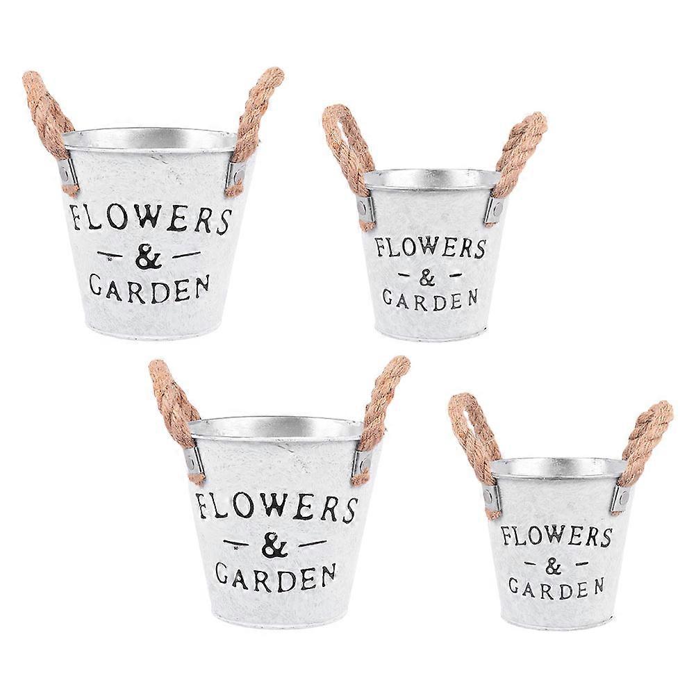 Here's a polished and engaging product description based on the title you provided:
**4pcs Decorative Iron Flower Buckets – Creative Planter Pots