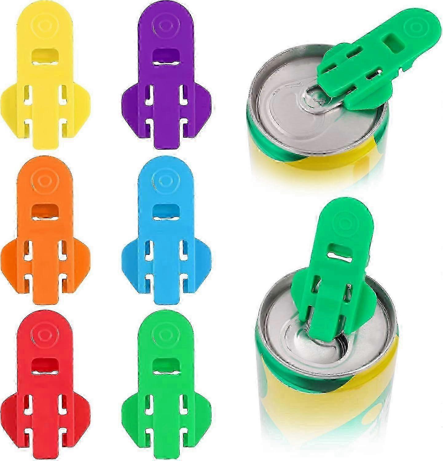 6-Piece Manual Can Opener Set with Soda Protector - Plastic Handles for Easy Grip and Safe Use