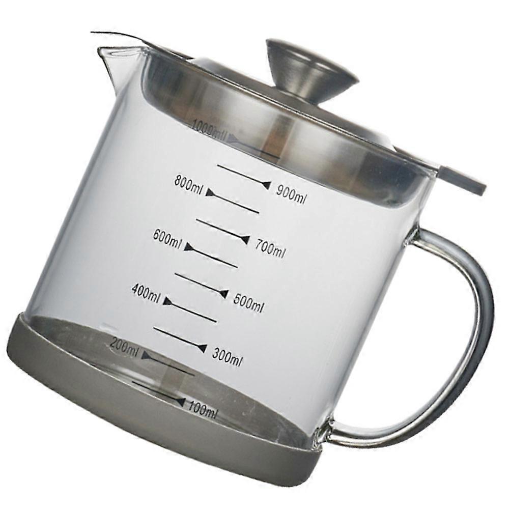 Grease Container with Fine Mesh Strainer Oil Jug for Kitchen Cooking Oil Filter Pot, Easy Pour Design for Storing Bacon Grease and Cooking Oils