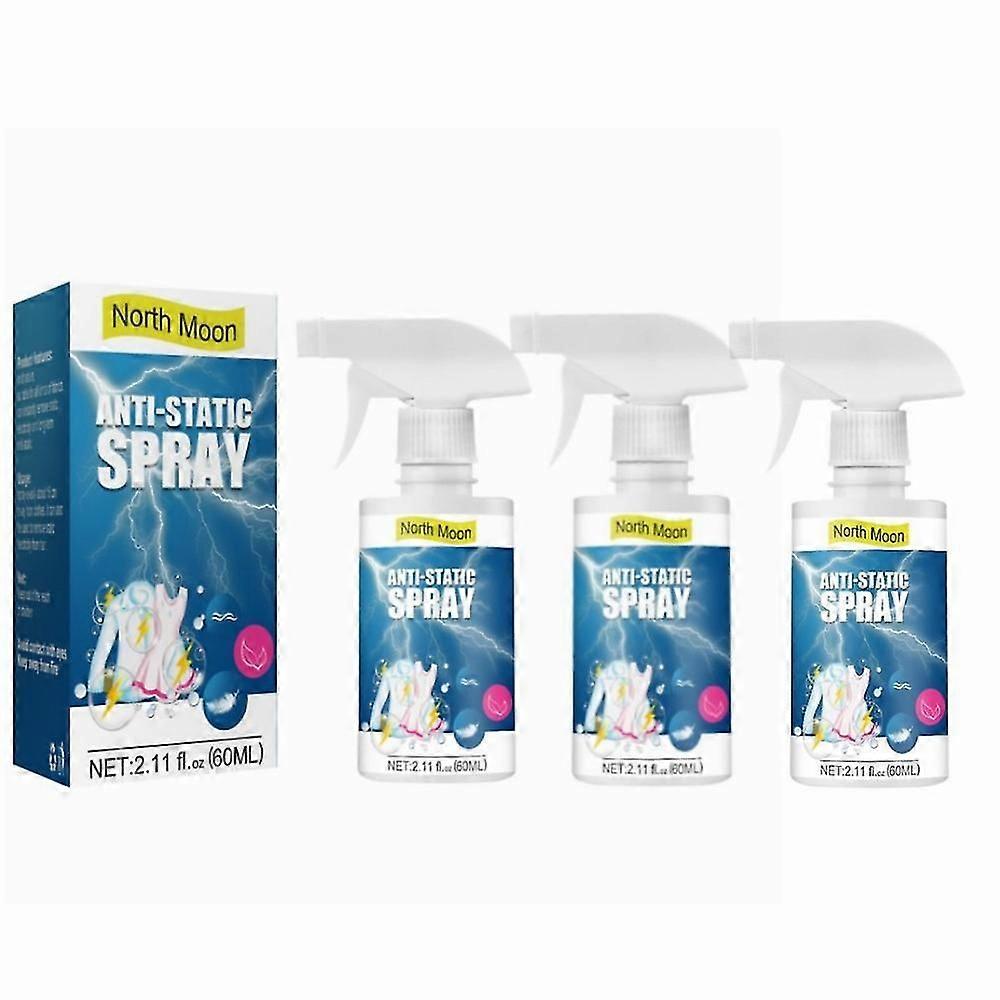 3-Piece Anti-Static Spray for Clothes and Household Use - Long-Lasting Wrinkle Remover, Non-Hazardous Formula