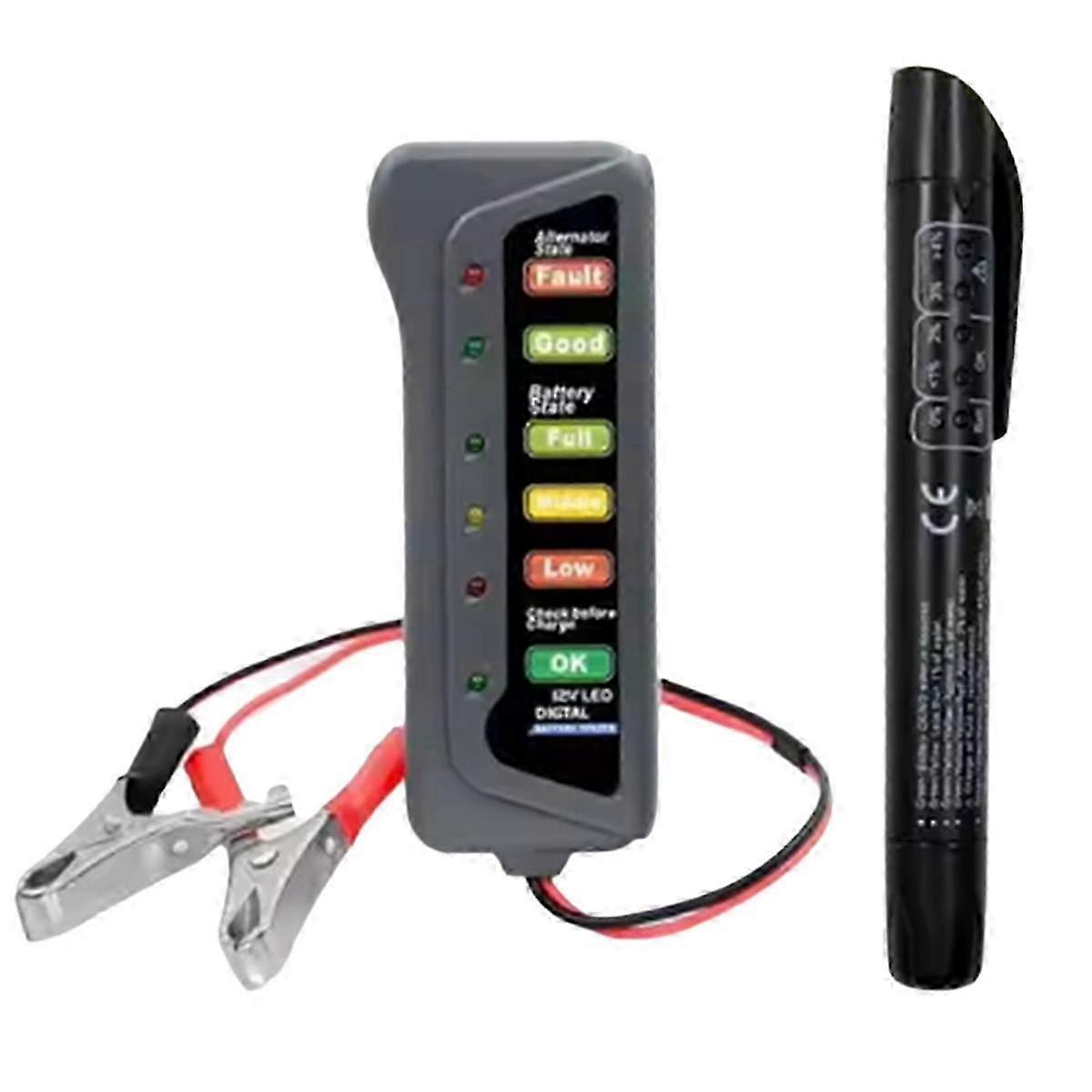 12V Digital Battery Alternator Tester with 6 LED Lights Display