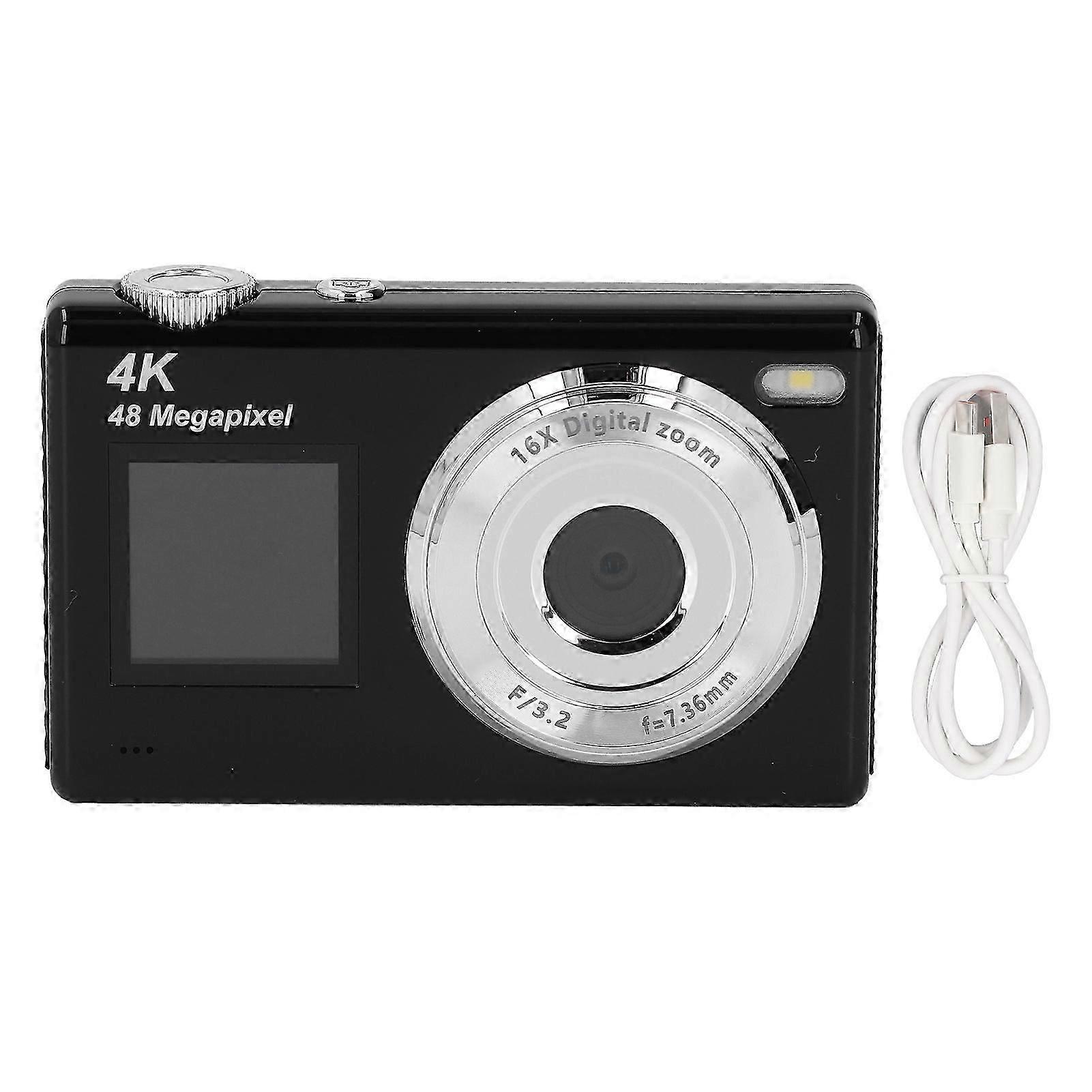 4K 48MP Compact Digital Camera - Portable Vlogging Camera with 16X Zoom & Dual Screen