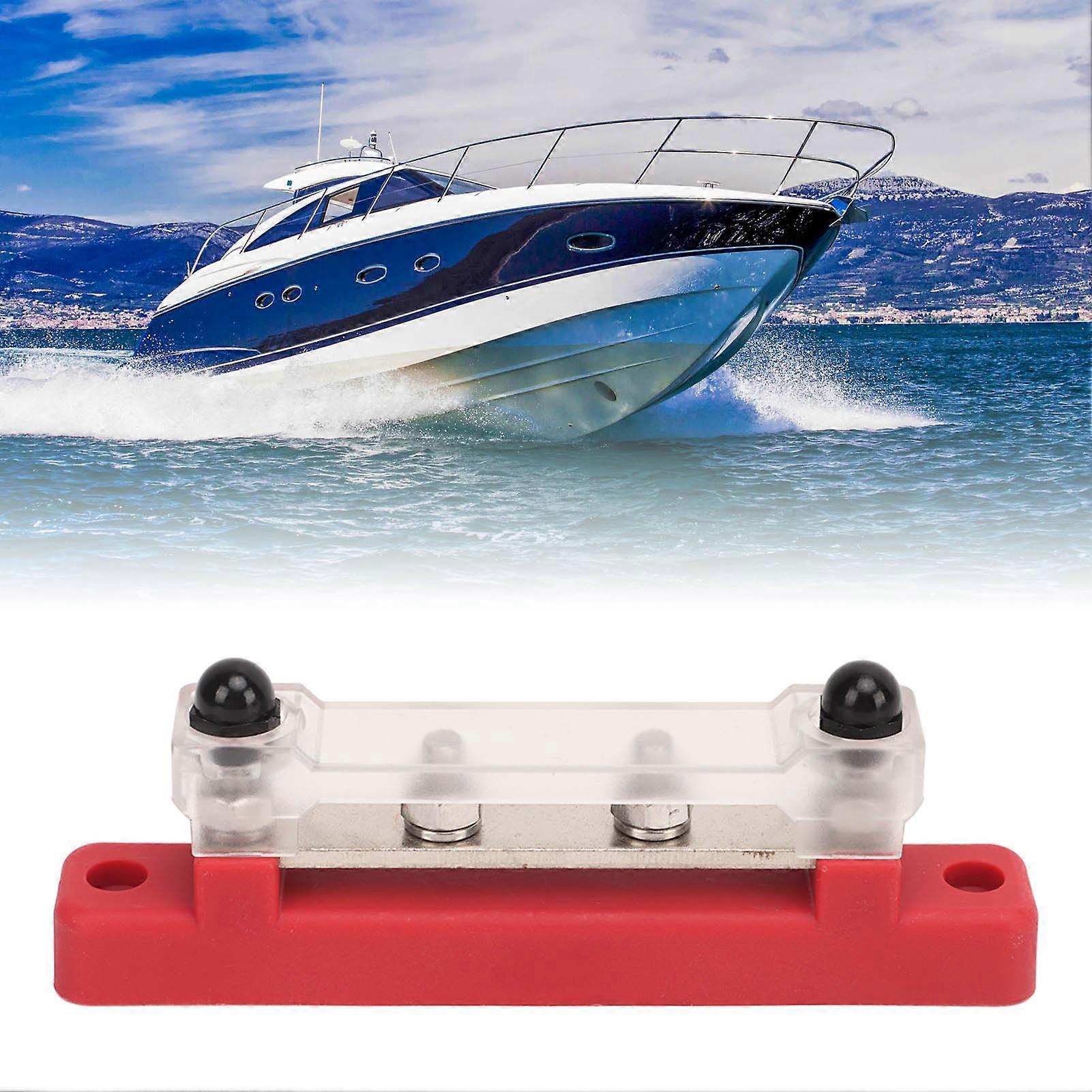 Bus Distribution Block 4-Terminal 12-48V 150A Rust Proof Red