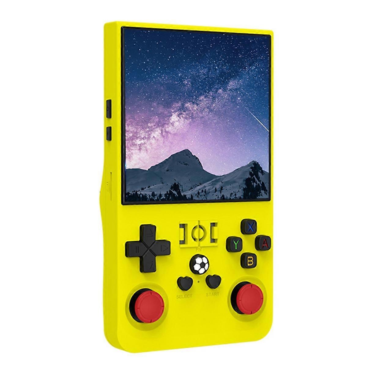 R36MAX Retro Game Console 128GB 4.0 Inch IPS Screen Portable Handheld Video Player Preloaded Games Yellow