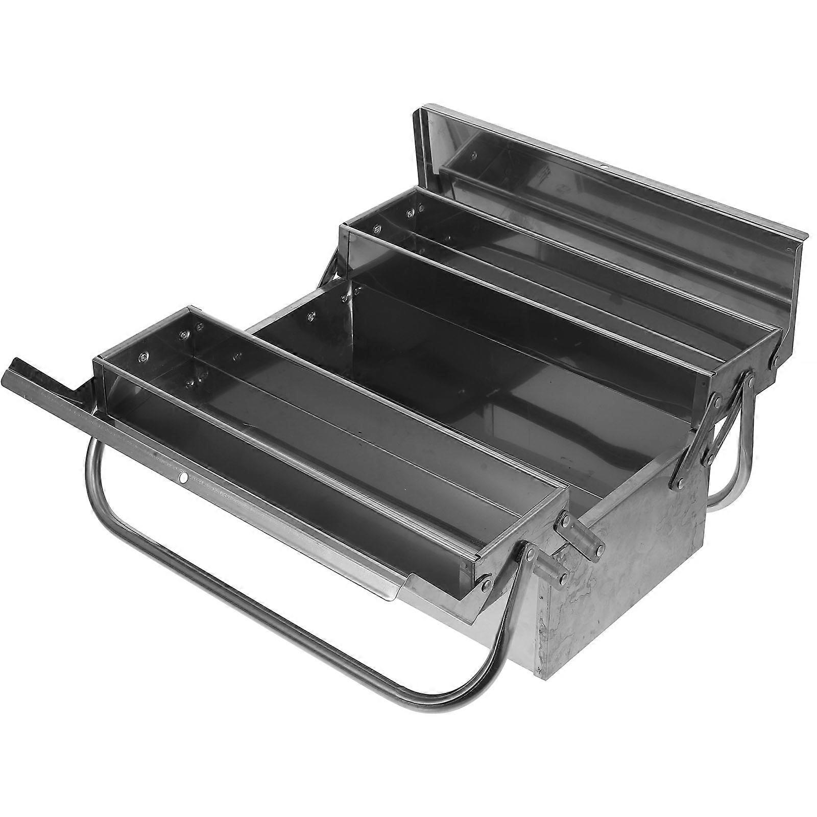 Portable Steel Tool Box Compact Tool Organizer Metal Toolbox Weatherproof for Outdoor Use