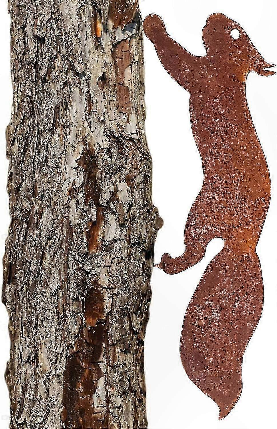 Rustic Metal Squirrel Ornament for Gardens - 32 cm Tall - Weathered Rust Finish