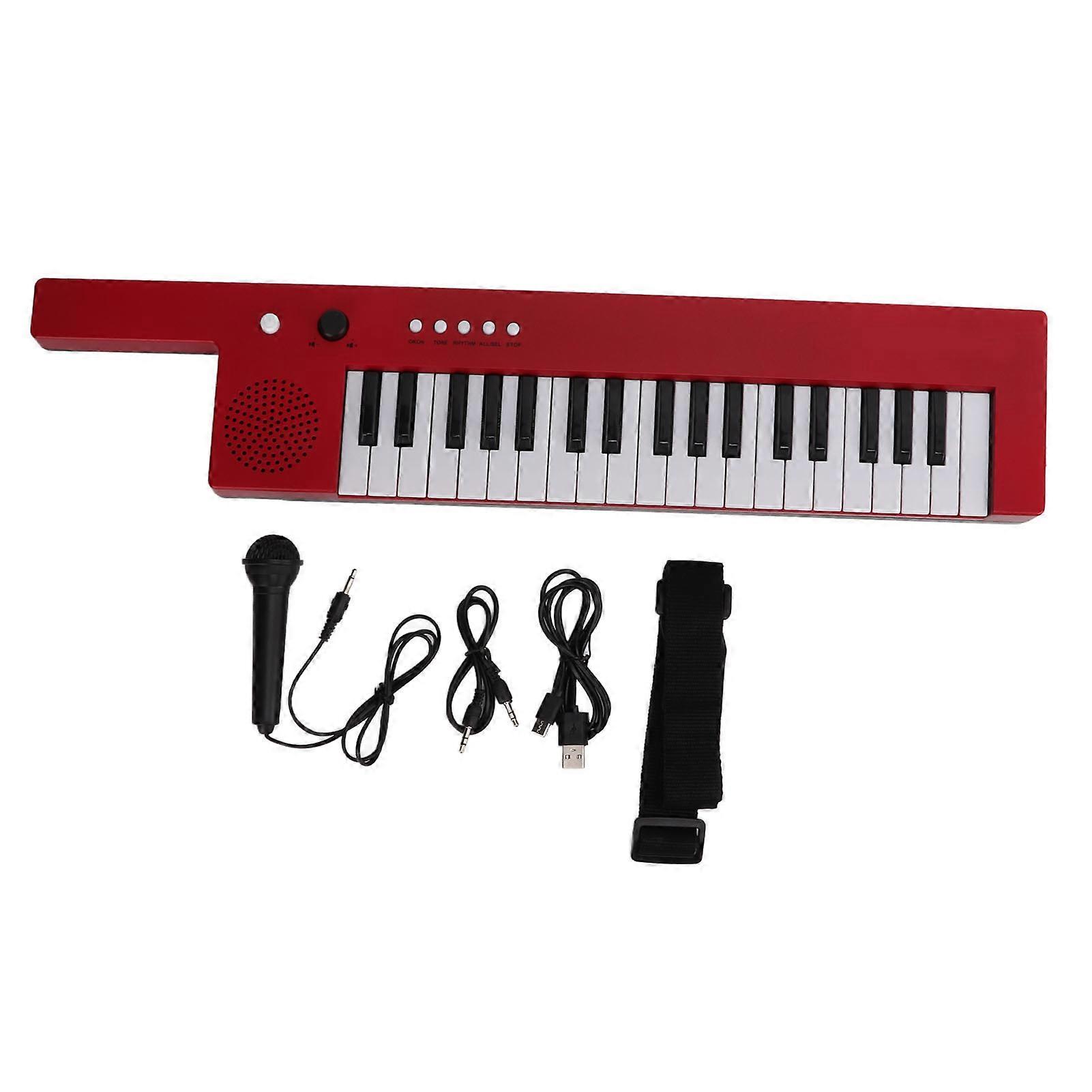 37 Keys Keyboard Piano Portable Guitar Electronic Organ Mini Keytar Educational Musical Instrument BF-3755 Red