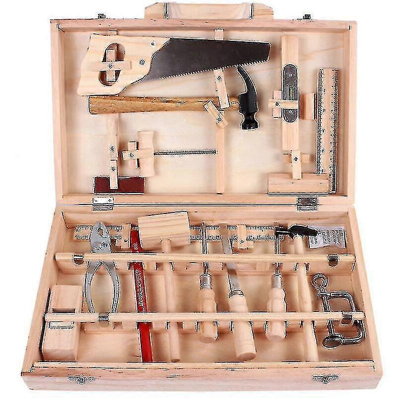 16pc Kids Tool Box with Real Maintenance Tools for Woodworking