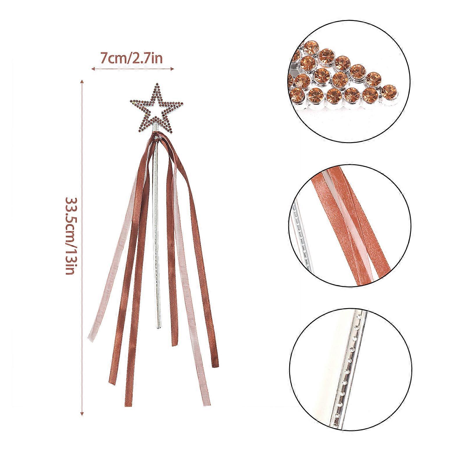 Halloween decorations Star Stick Ribbon Diamond Style - Dark Brown7*33.5Children's diamond star stick and ribbon Halloween accessories holid