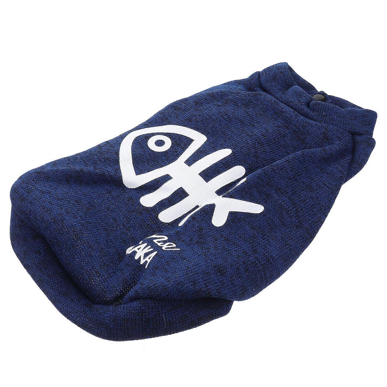 Dog Sweater Knitted Clothing for Pets Warm Winter Coat in Blue
