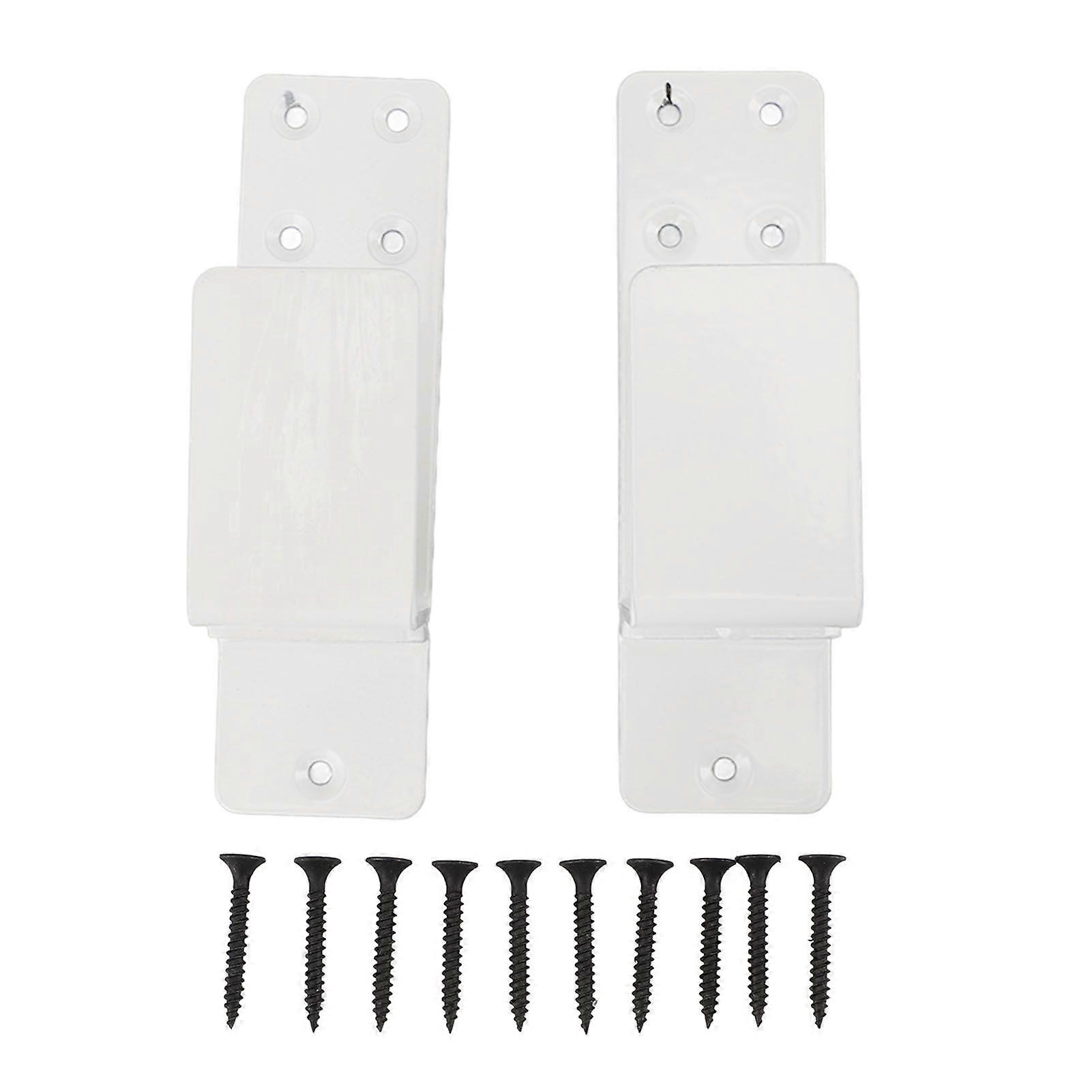 2PCS Door Barricade Brackets Open Bar Holder Carbon Steel Easy Installation U Bracket for Garage Barn 2x4 Boards White