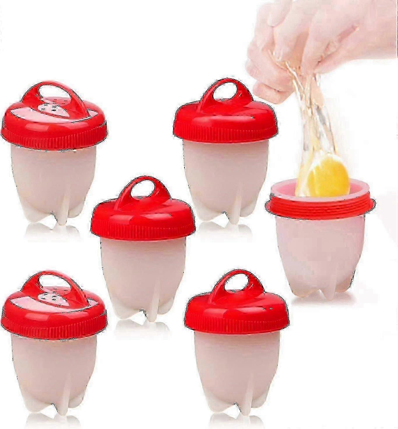 Silicone Egg Poacher for Cooking 6 Eggs Shell-Free, Food-Grade Silicone Cups for Soft Boiled Breakfast Prep