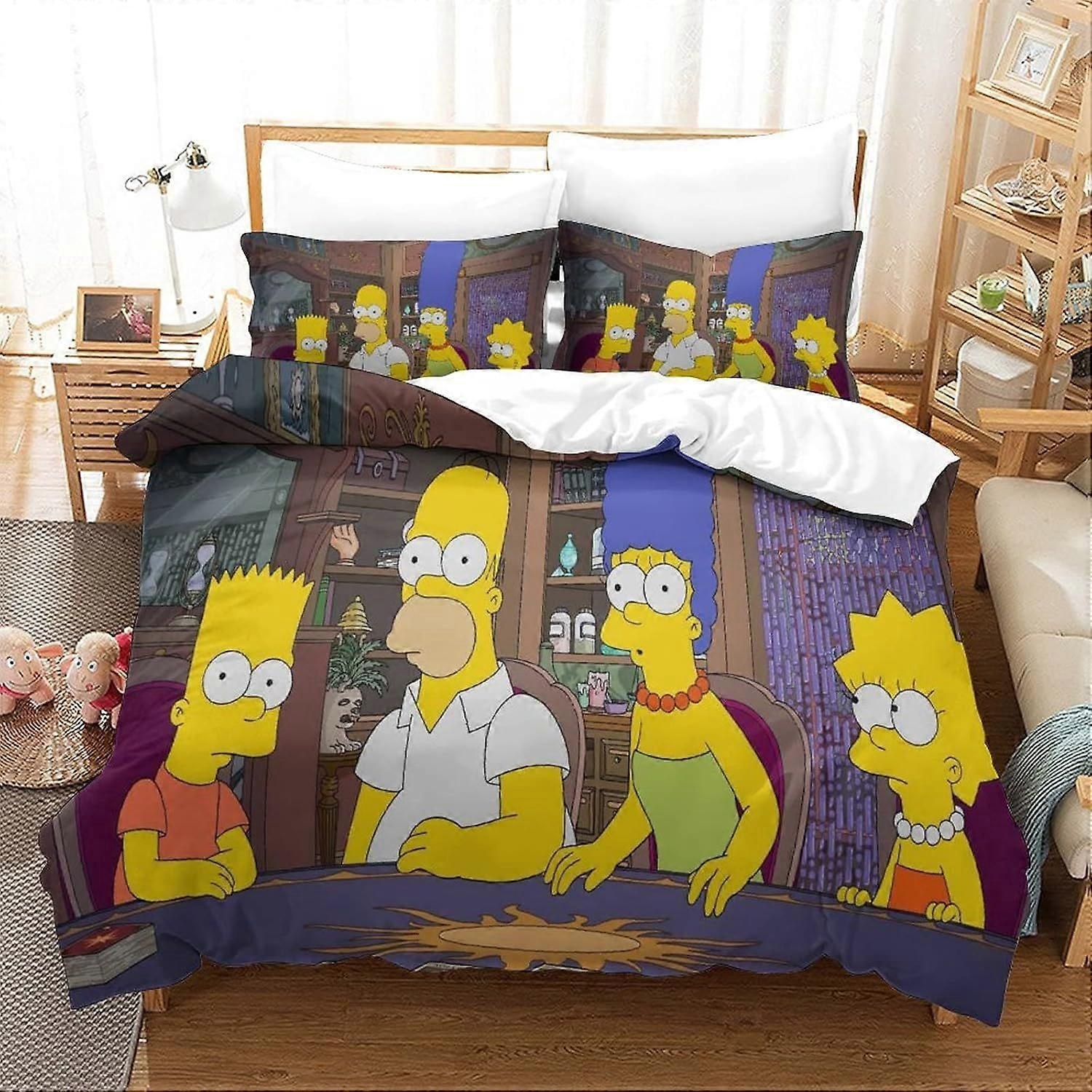 Duvet Cover Set Bedding Set 3 Pieces Set Ultra Soft Microfiber Polyester Comforter Cover 3D Simpson Printing Theme Quilt Cover with Zipper Closure Eas