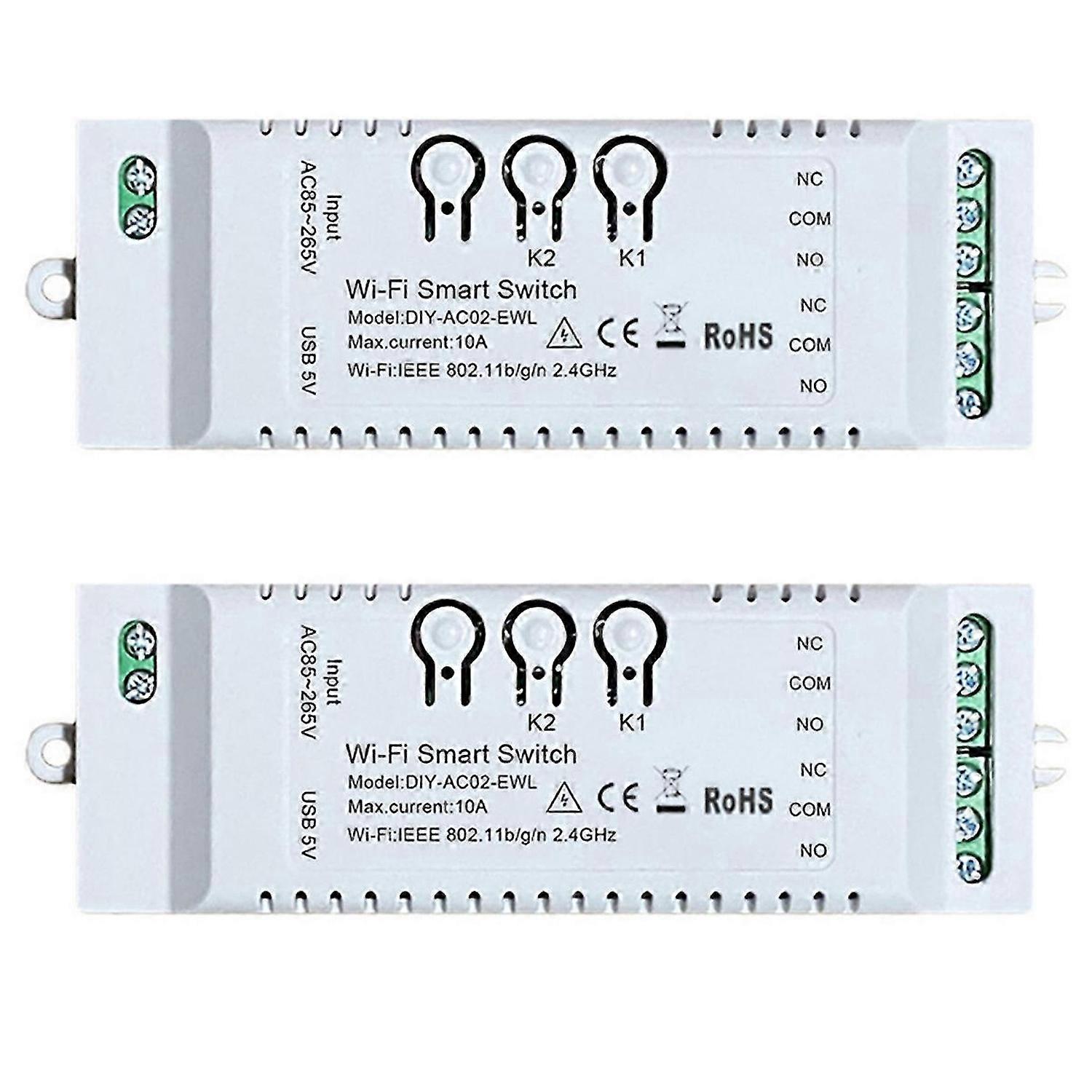 2CH WiFi Smart Switch DIY Timer APP 85-265V USB 5V 2.4G WiFi