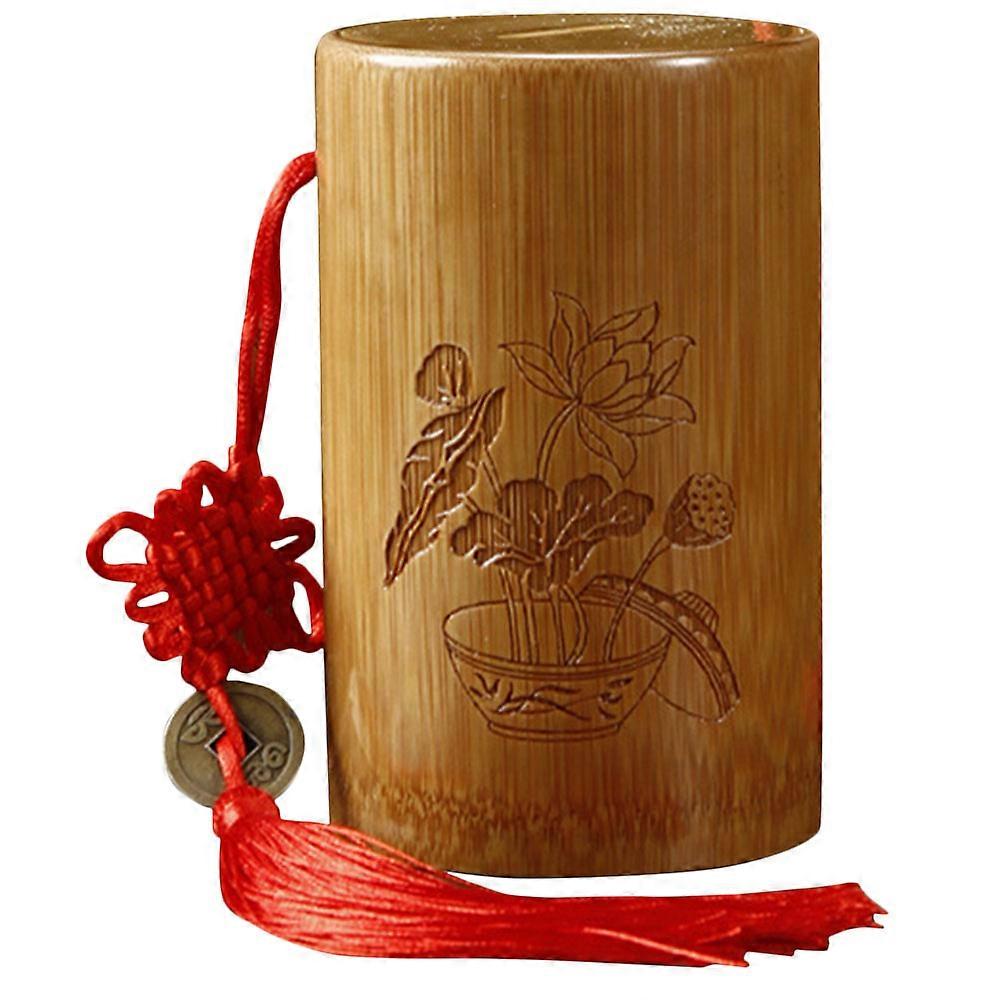 Bamboo Piggy Bank for Coin Saving 3Pcs Cylinder Coin Container