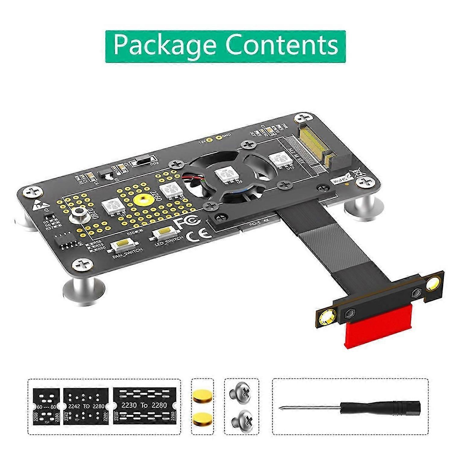 3 in 1 M.2( NGFF) NVME M-key SSD to PCIE 1X Extension Cable(10cm)