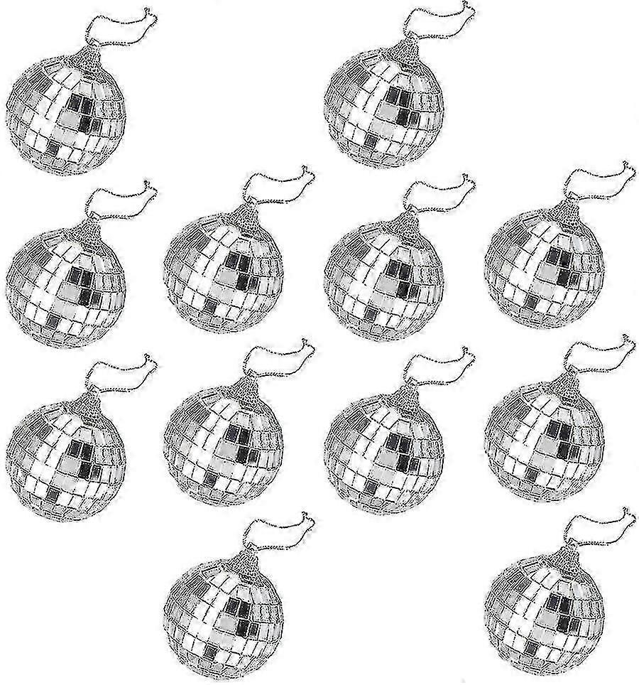 12pcs 5cm speil disco ball speil fest juledekor med stropper B