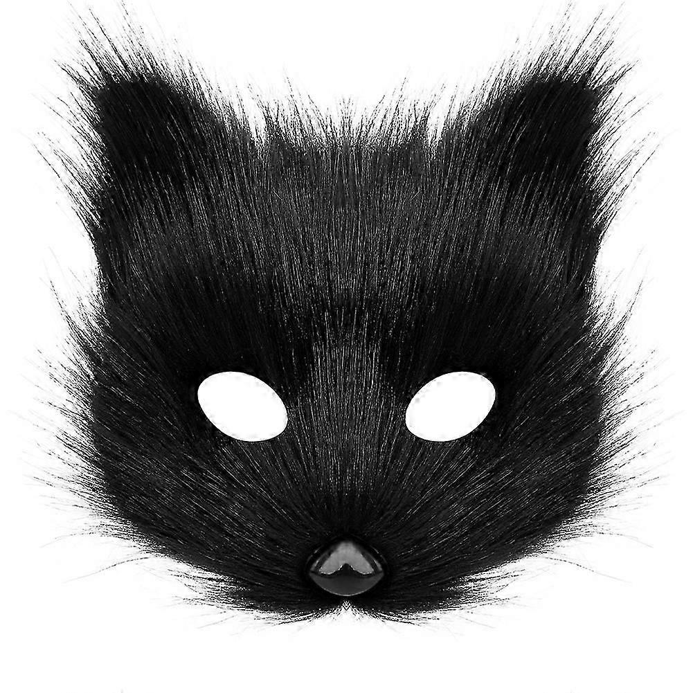 Halloween half-face fox mask set plush tail animal ears dance accessories collar performance props