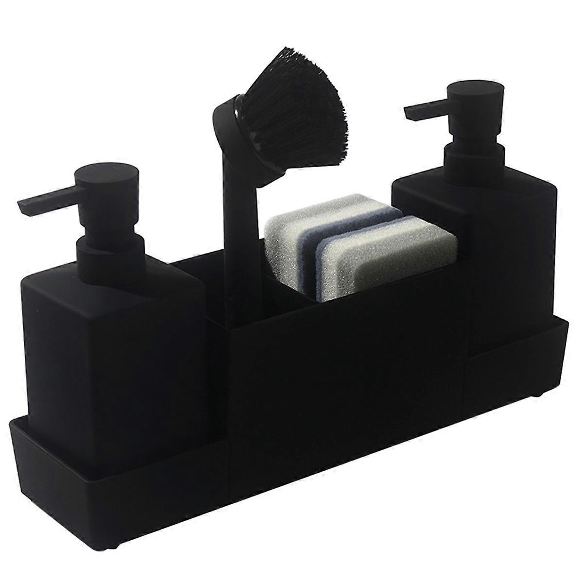 Kitchen Soap Dispenser with Sponge Holder Set Matte Black