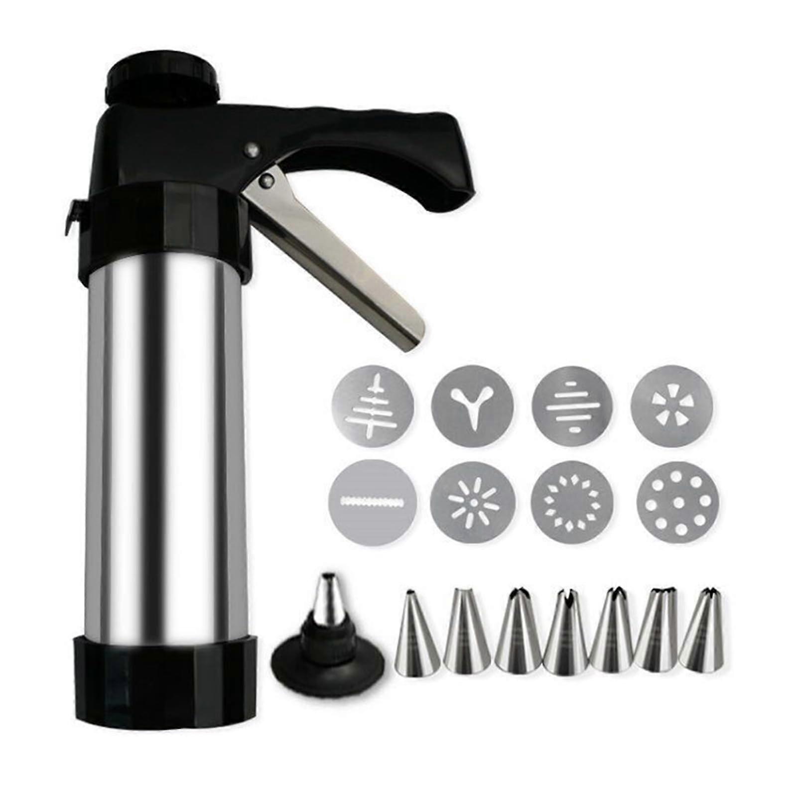 Stainless Steel Cookie Press With 13 Discs And 8 Icing Nozzles For Christmas Cookies, Cake Decorating, Dessert DIY Maker