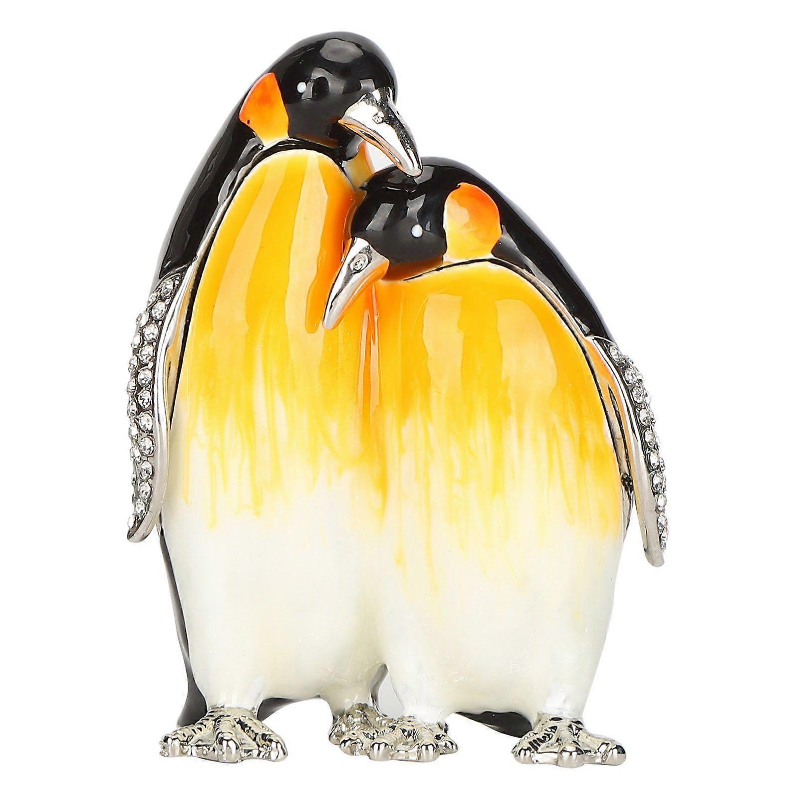 Penguin Couple Ornament Desktop Crafts Collection Decor Penguin Jewellery Storage Box