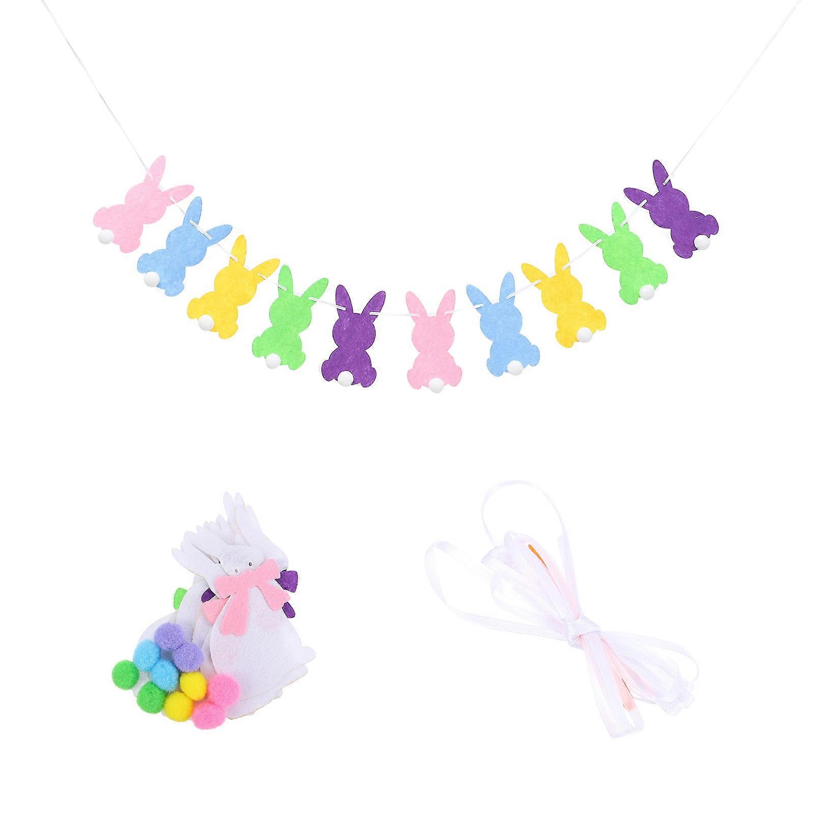 Easter Bunny Felt Hanging Ornaments for Party Use 2Pcs Set