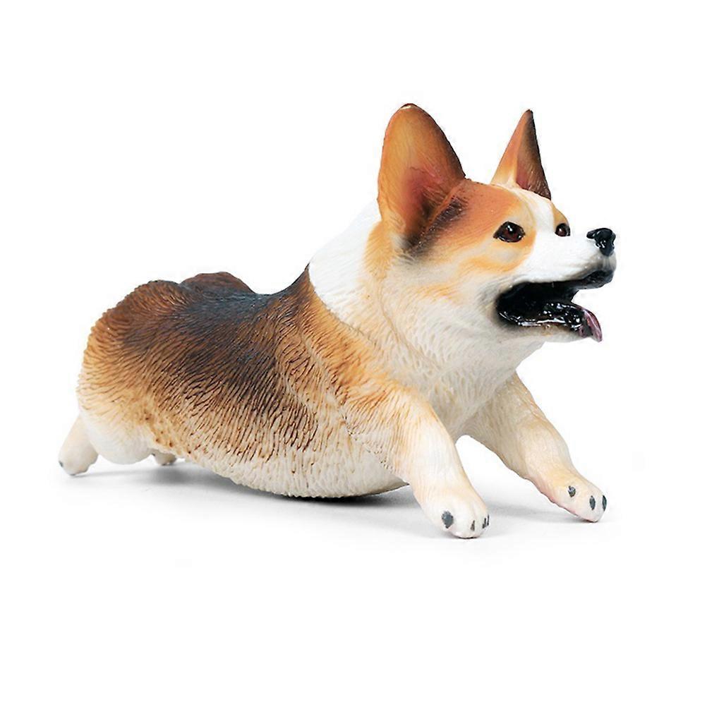 Corgi Model Solid Animal Figurine for Decoration 2Pcs Simulation Dogs