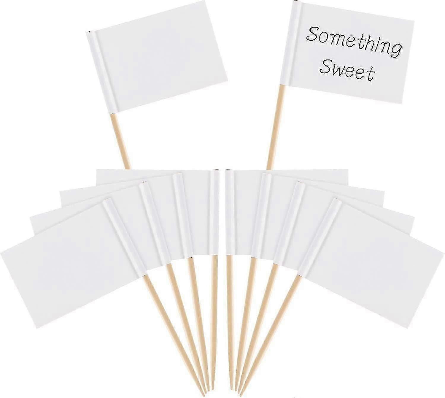 White Blank Toothpick Flags Cheese Markers Marking Blank Labels For Party Cake Food Cheeseplate Appetizers(100 Pieces)