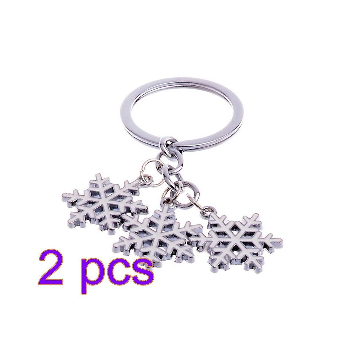 Christmas Snowflakes Keychain for Keys Silver Handbag Key Ring Decoration