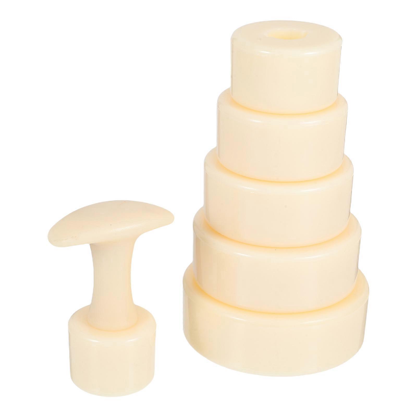 Beige Round Tart Mold Handle Silicone for Press 2Sets Pie Baking Tool