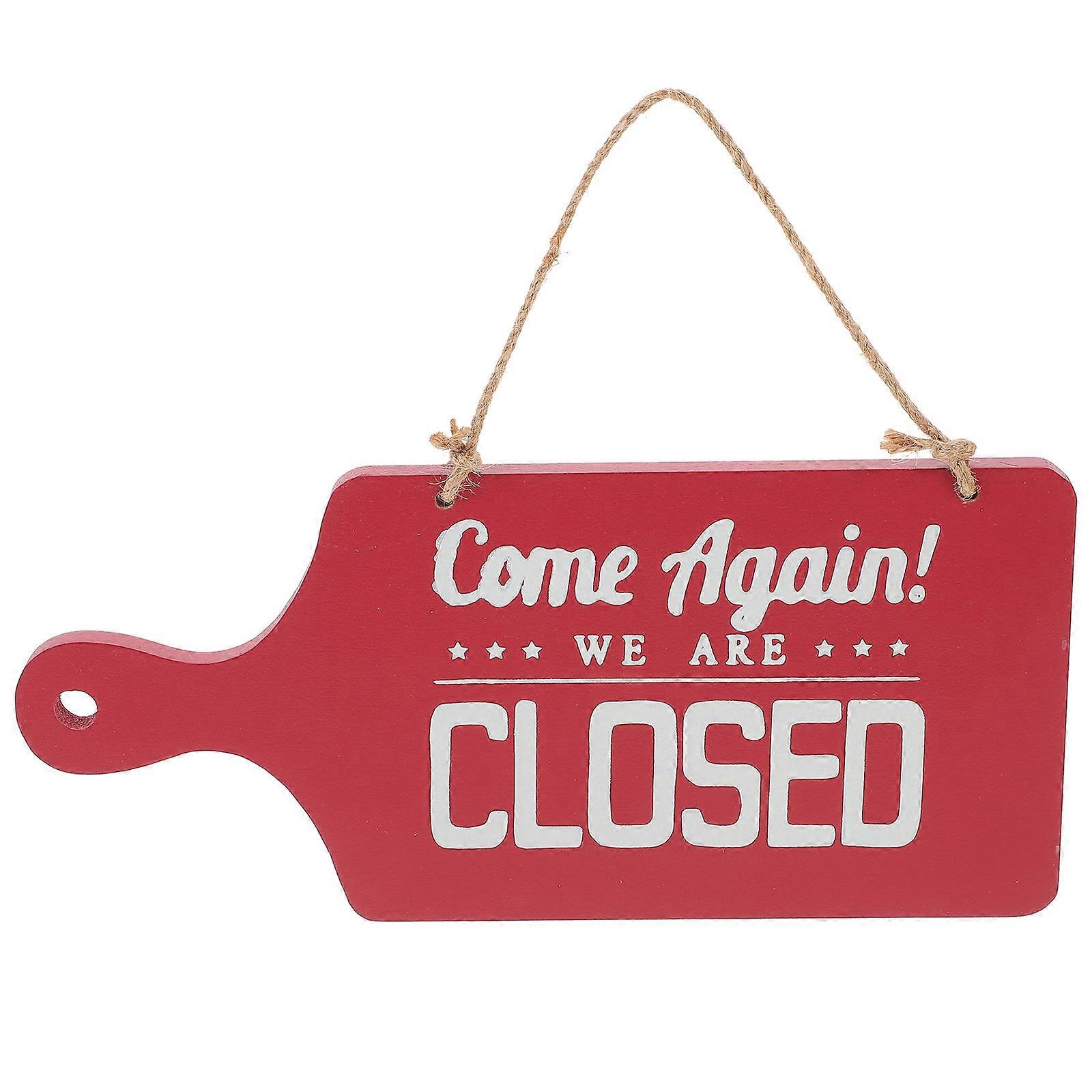 Wooden Open Closed Business Sign for Store Hanging 5Pcs Red Set