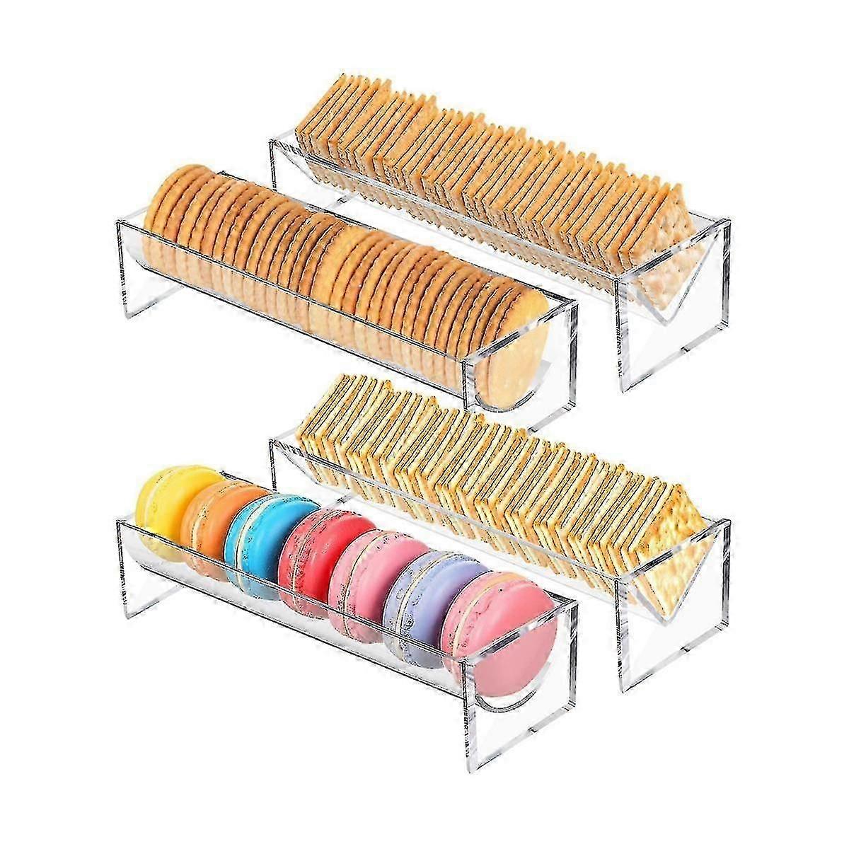 4 Stück Klares Cracker-Tablett zum Servieren Rechteckiger Cracker-Halter Acryl-Serviertablett Lebensmittel-Display-Ständer für Party