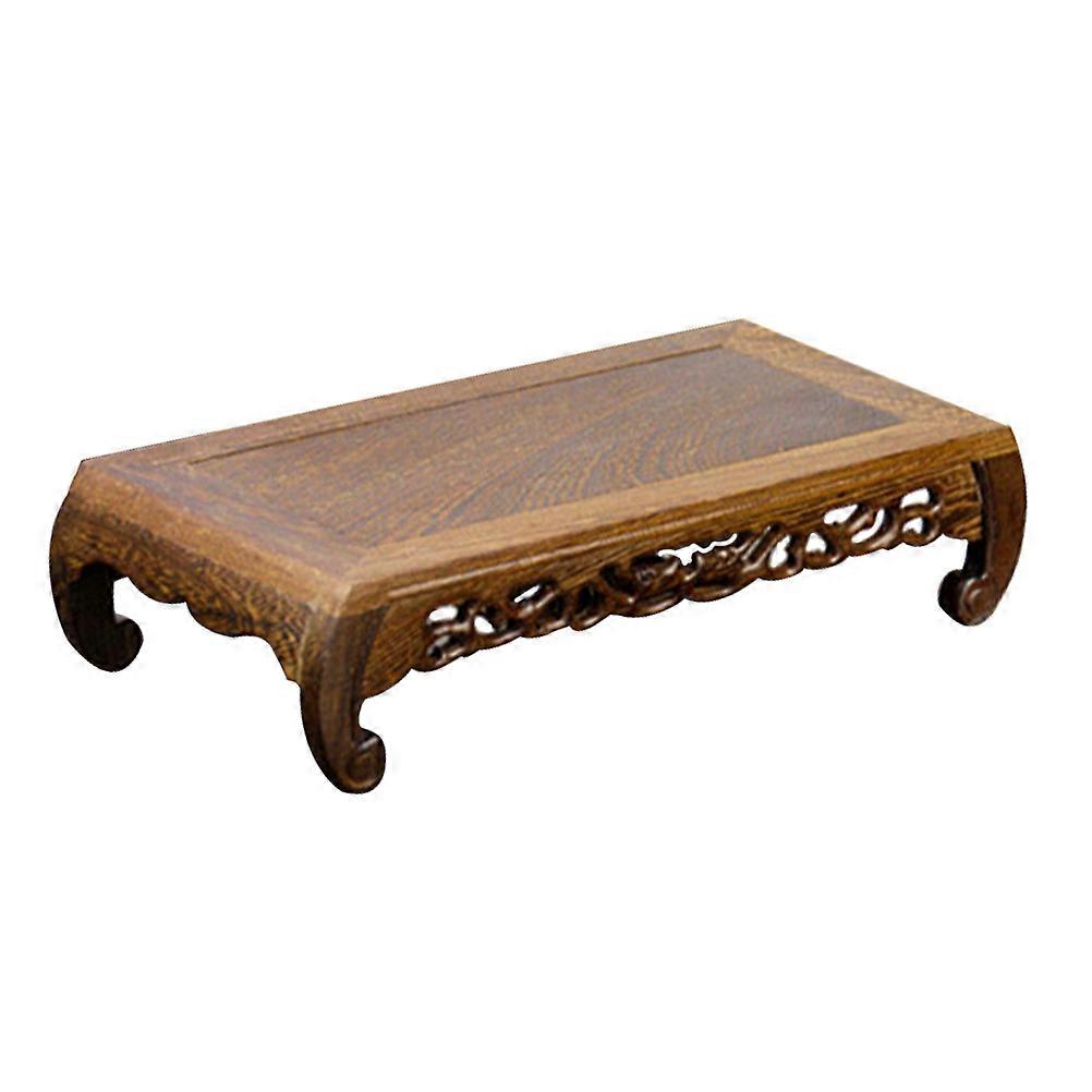 3Pcs Rectangular Wooden Base For Fishbowl And Aquarium Showcase In Artistic Coffee Color Suitable For Teapot And Bonsai Display