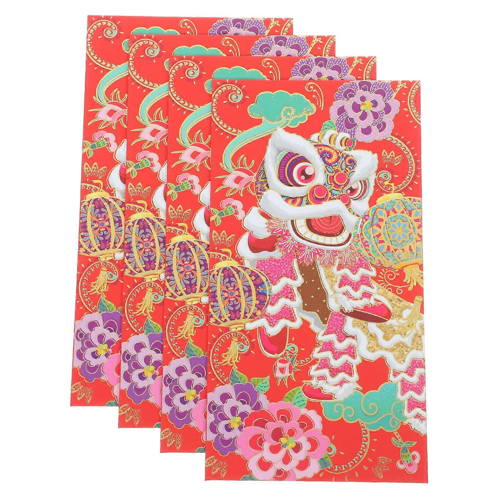 Red Envelopes Chinese Style Paper Envelopes for Party 16Pcs