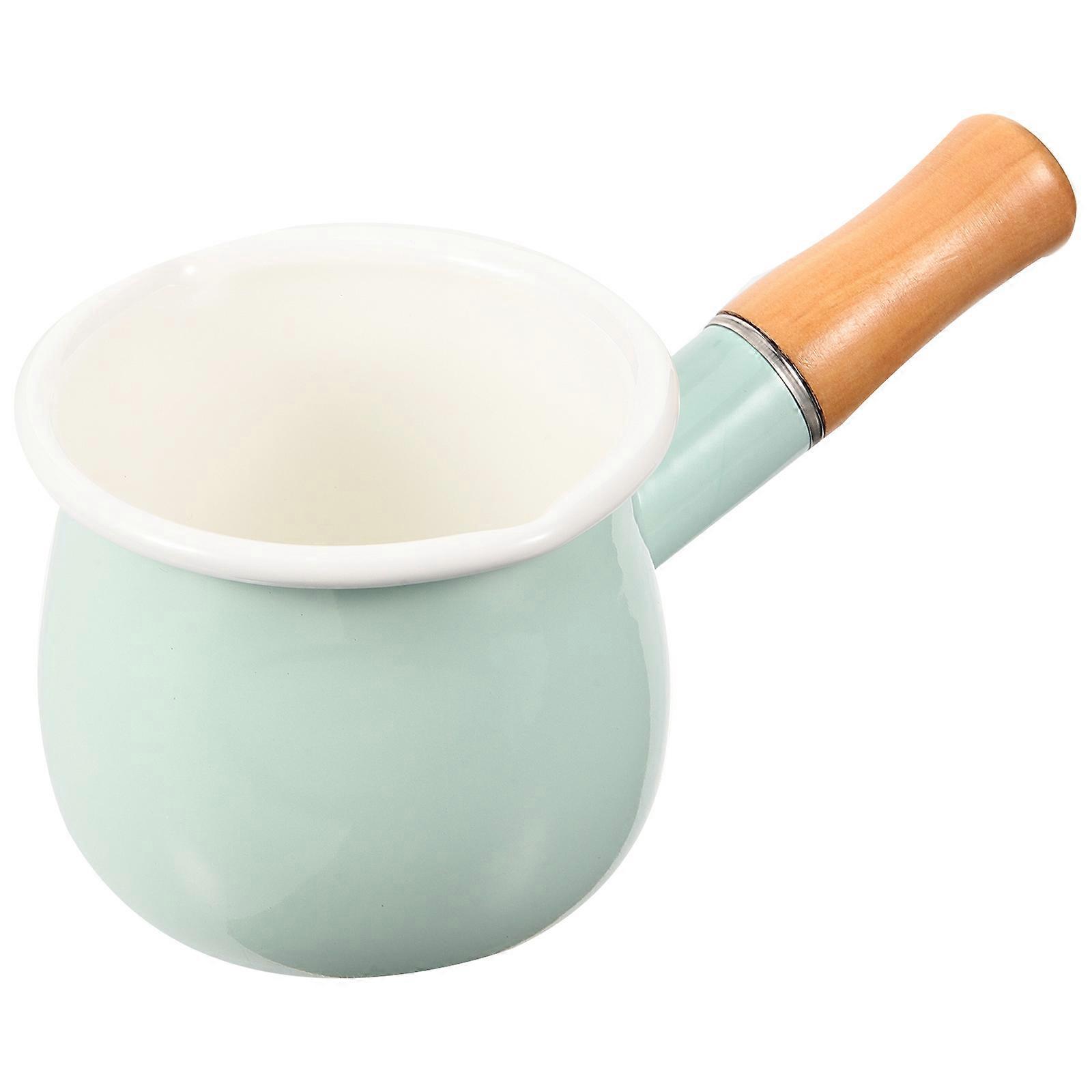 Light Green Color Mini Cooking Pot 2Pcs Ergonomic Handle Non-Stick Milk Pot For Heating Milk And Making For Home Cooks