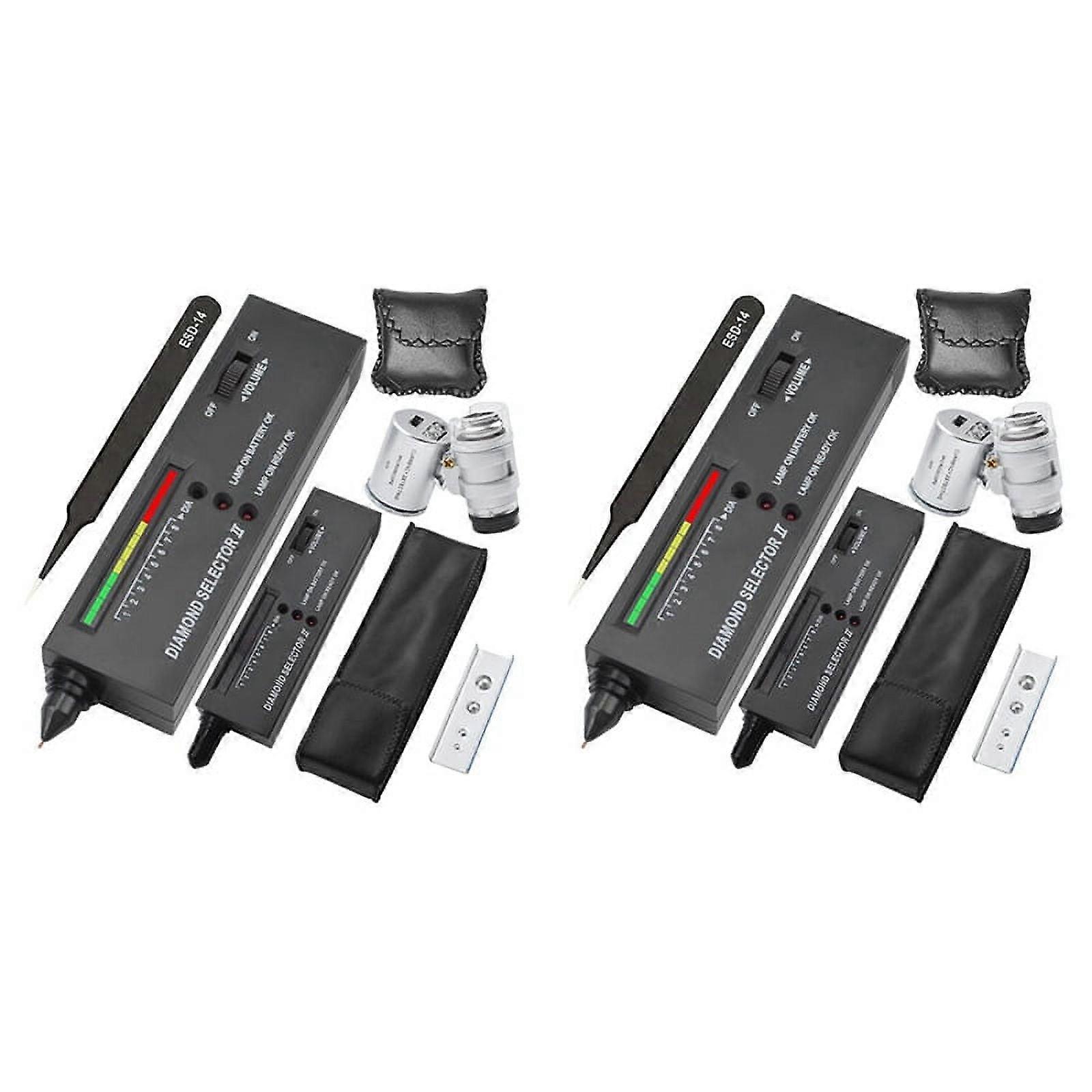 2X Diamond Tester Pen,Professional Diamond Detector with 60X Mini LED Magnifying, Diamond Test Pen for Novice and Expert