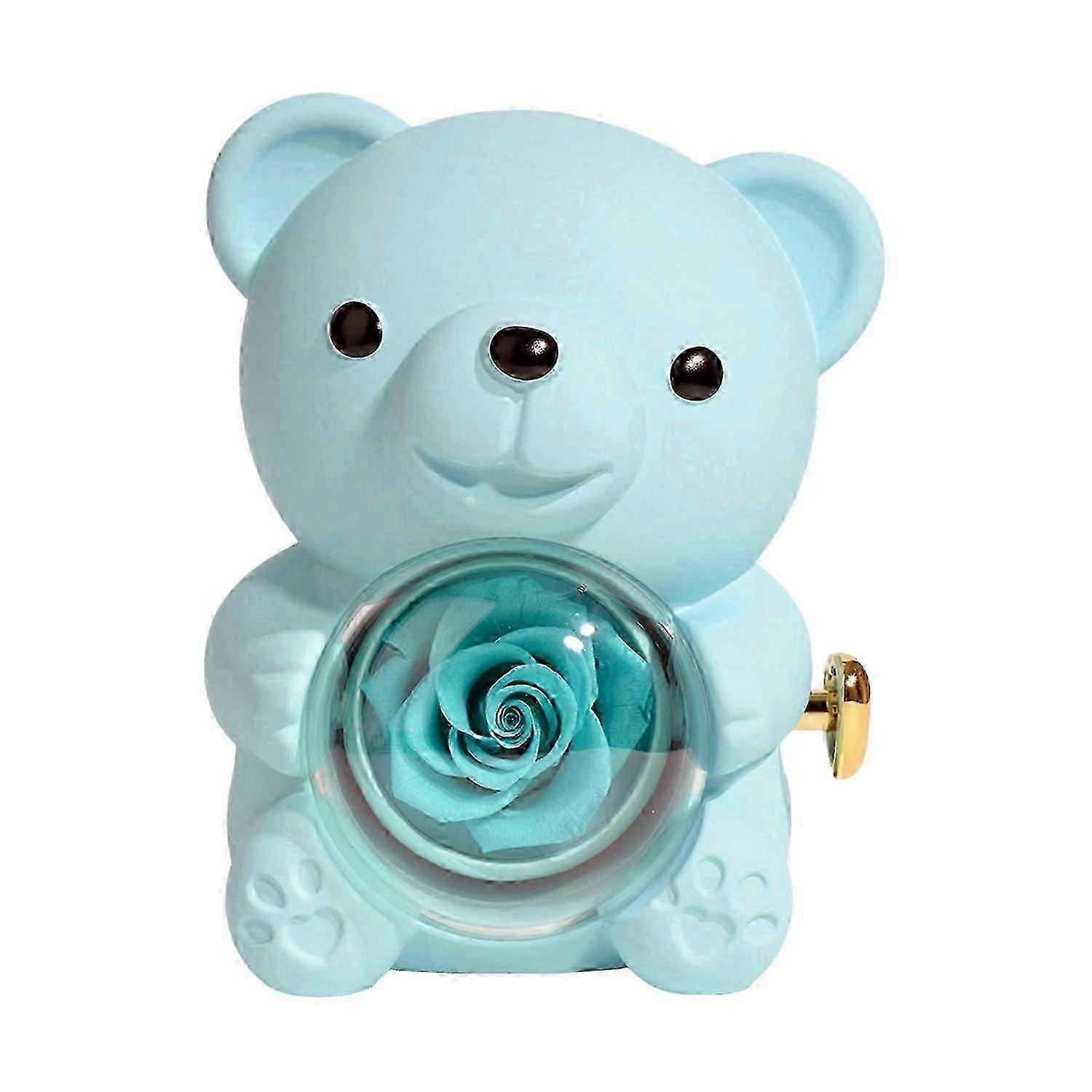 المحفوظة روز عناق الدب هدية مع قلادة القلب قابلة للتدوير الأبدية زهرة الدب هدية مربع زوجة أمي