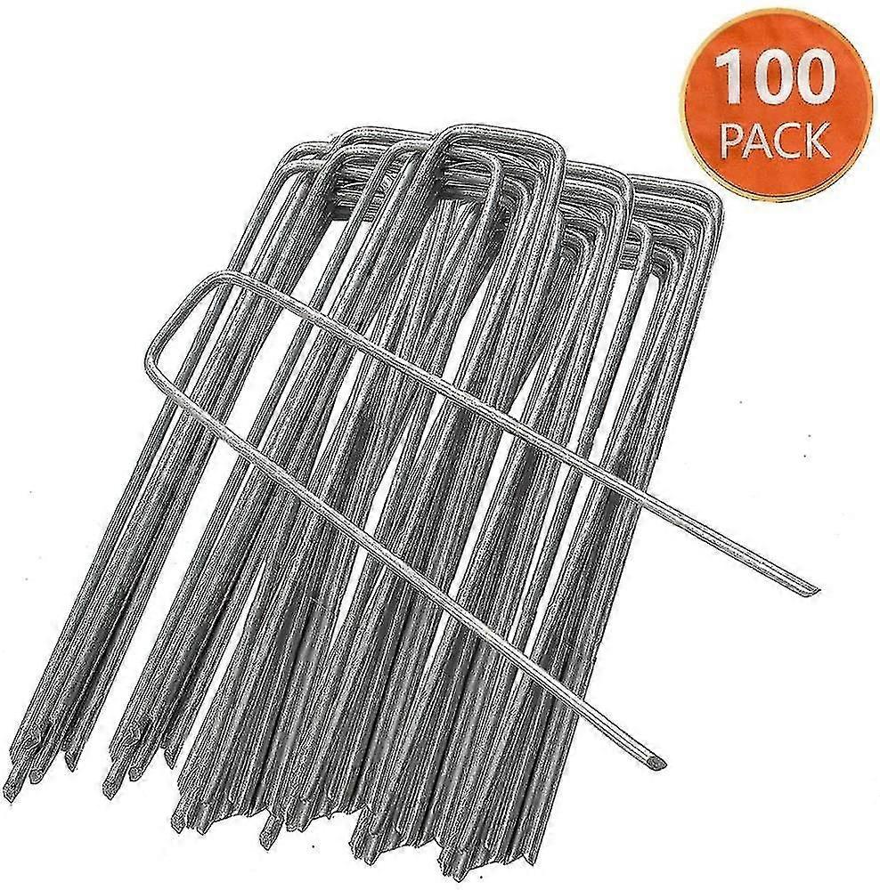 100pcs أدوات البستنة على شكل حرف U المسامير العشب، المضادة للانزلاق العشب الاصطناعي