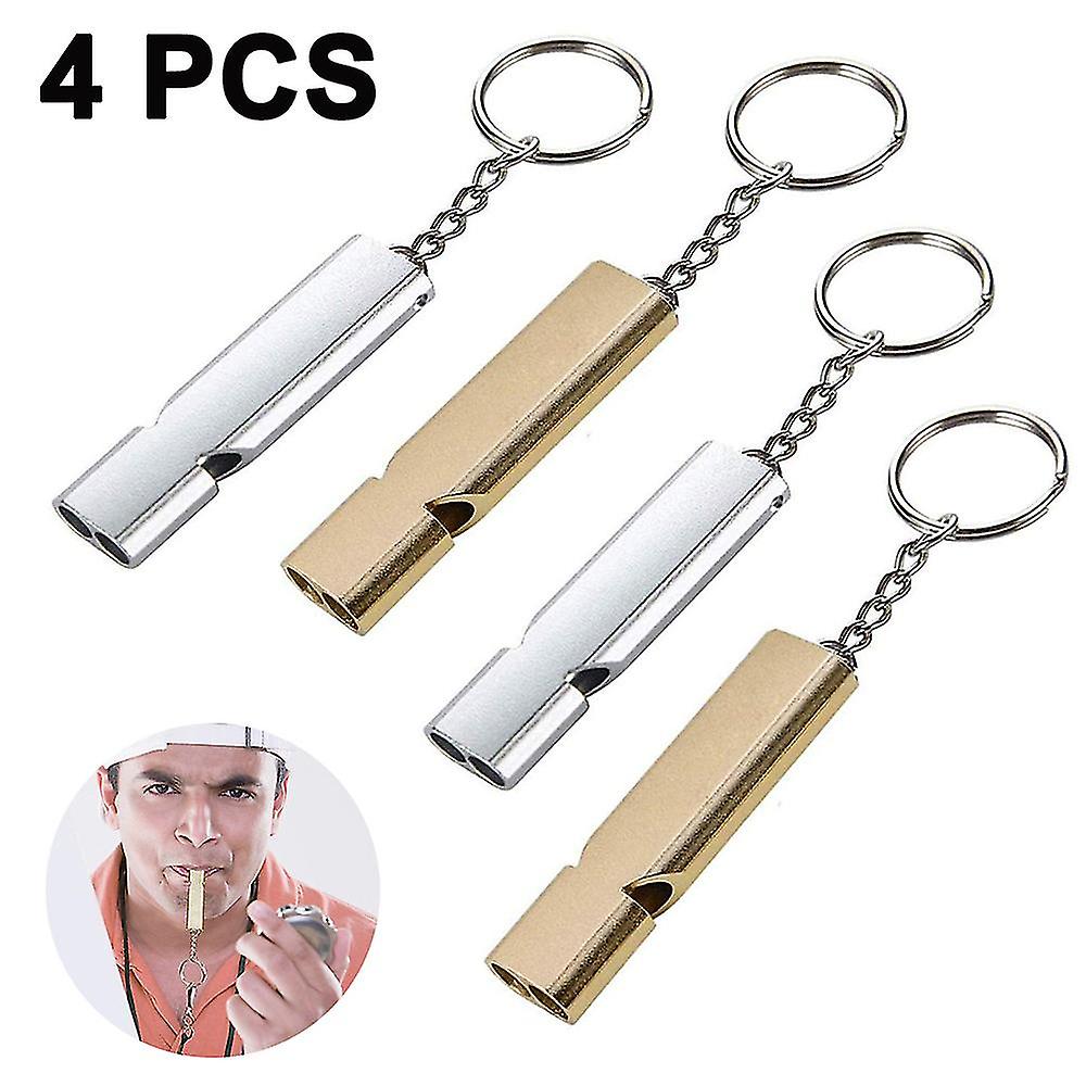 Flash Emergency Whistle, High Pitch Double Tubes Whistle, Outdoor Accessories For Camping Hiking Sports And Dog Training 4 Pack