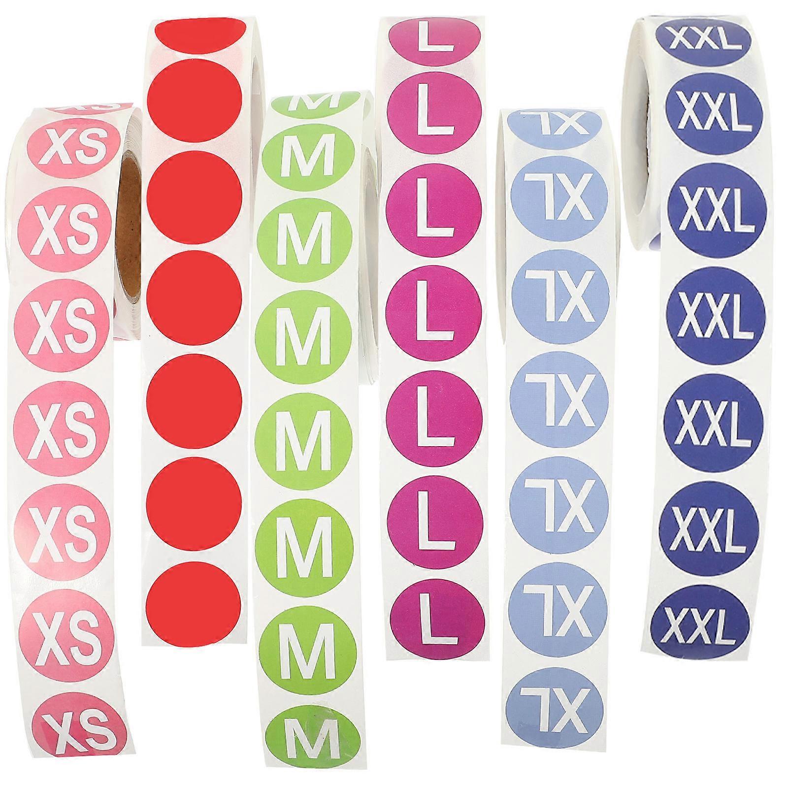 Clothes Label Sticker Round Size Labels for Decoration 30 Rolls