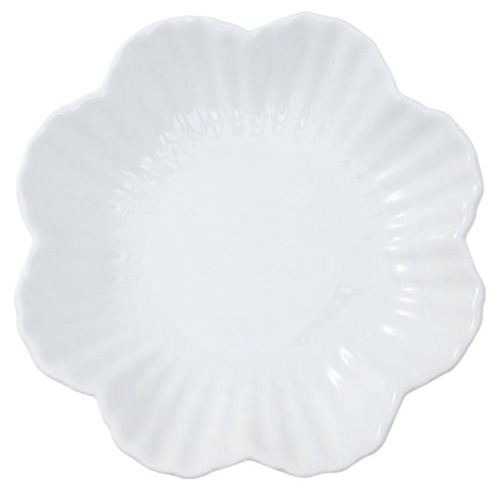White Ceramic Plate for Multi-Use Serving 2Pcs Flower Design Plates