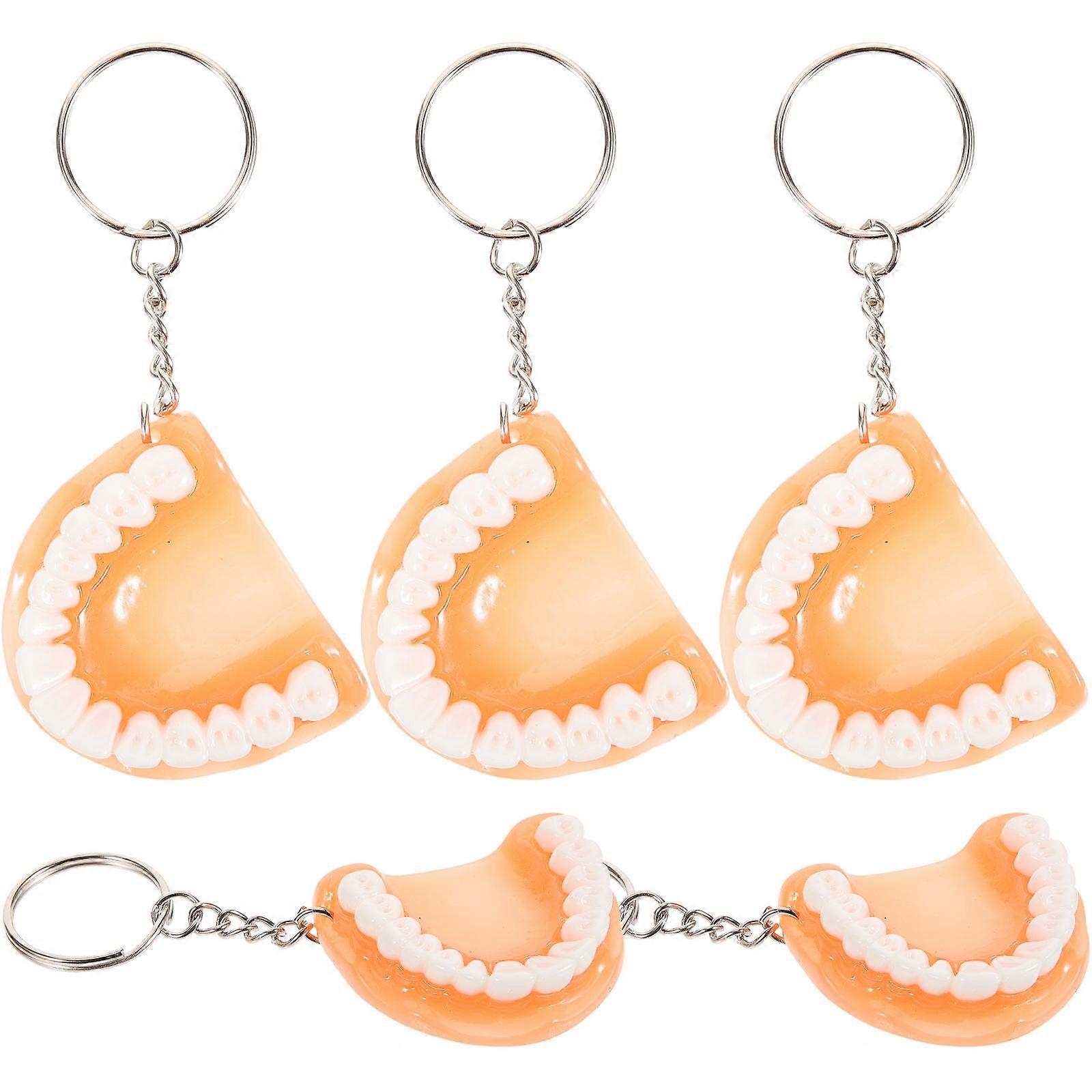 Tricky Keychain for Decoration 15Pcs Chocolate False Tooth Key Ring Accessory