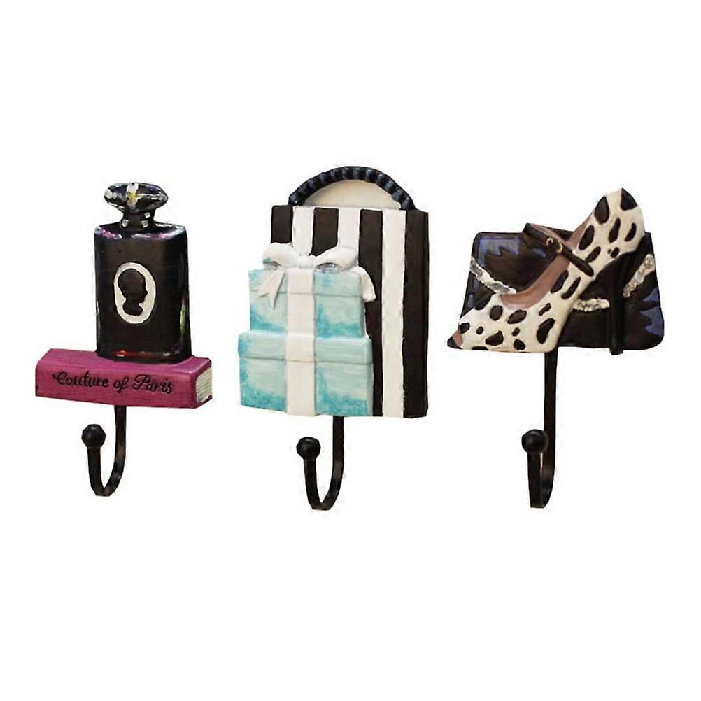 Decorative Hooks Resin Wall Coat Hook for Hanging 3Sets Black